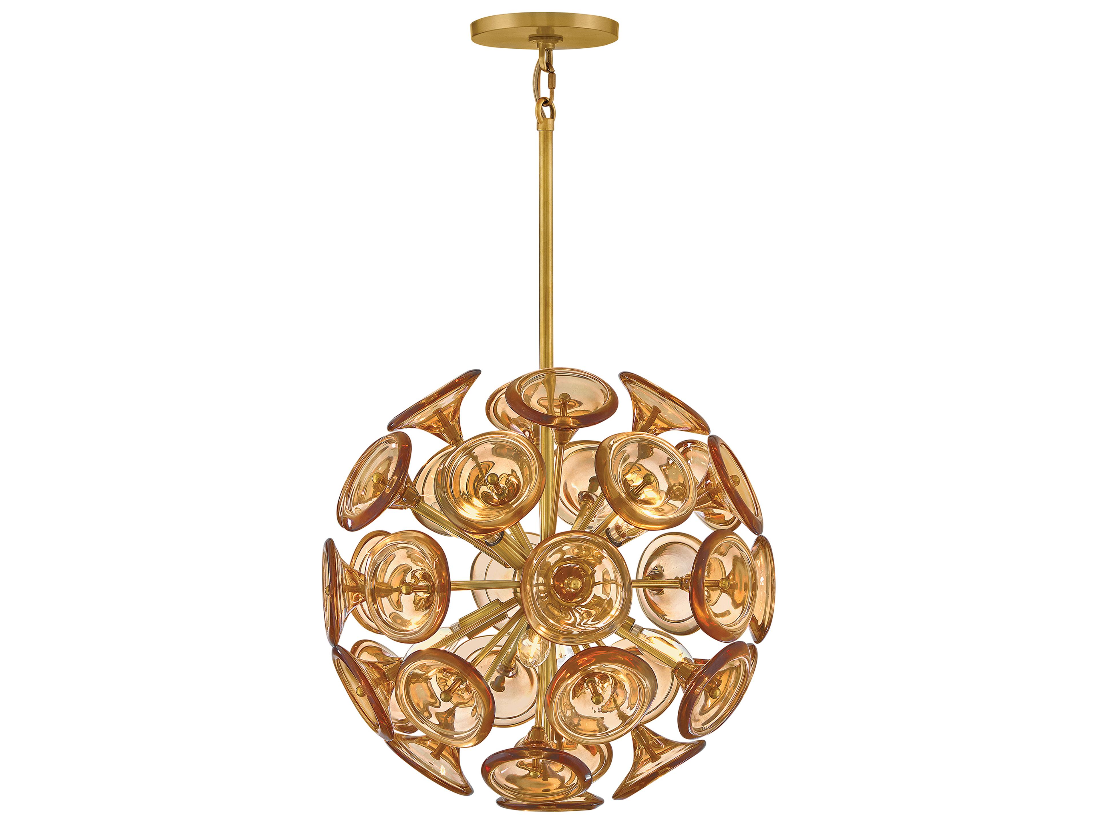 Maya 8-Light Unlacquered Brass Globe Pendant