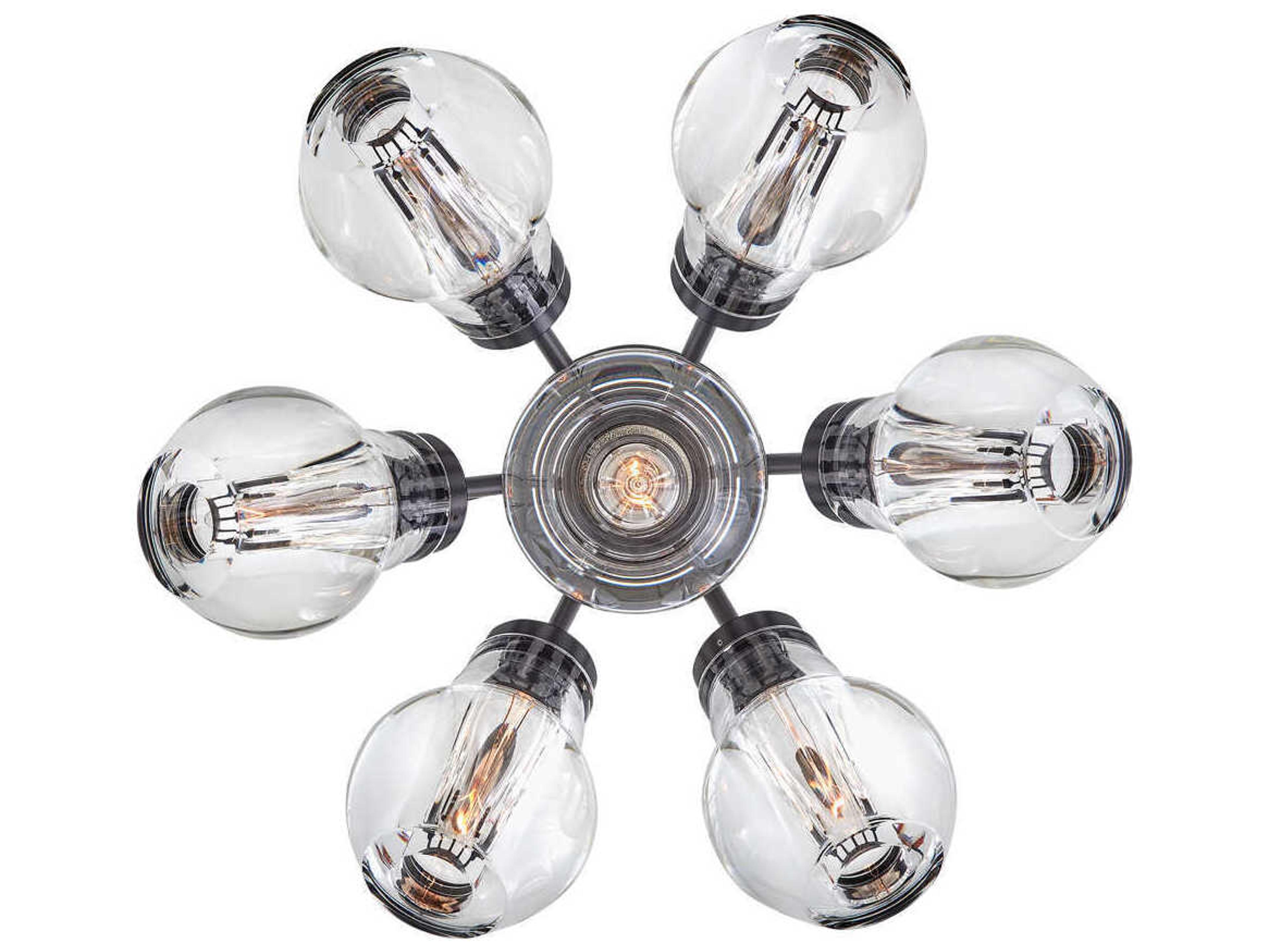 Fredrick Ramond Elise 7-Light Black Glass Globe Linear Semi Flush Mount