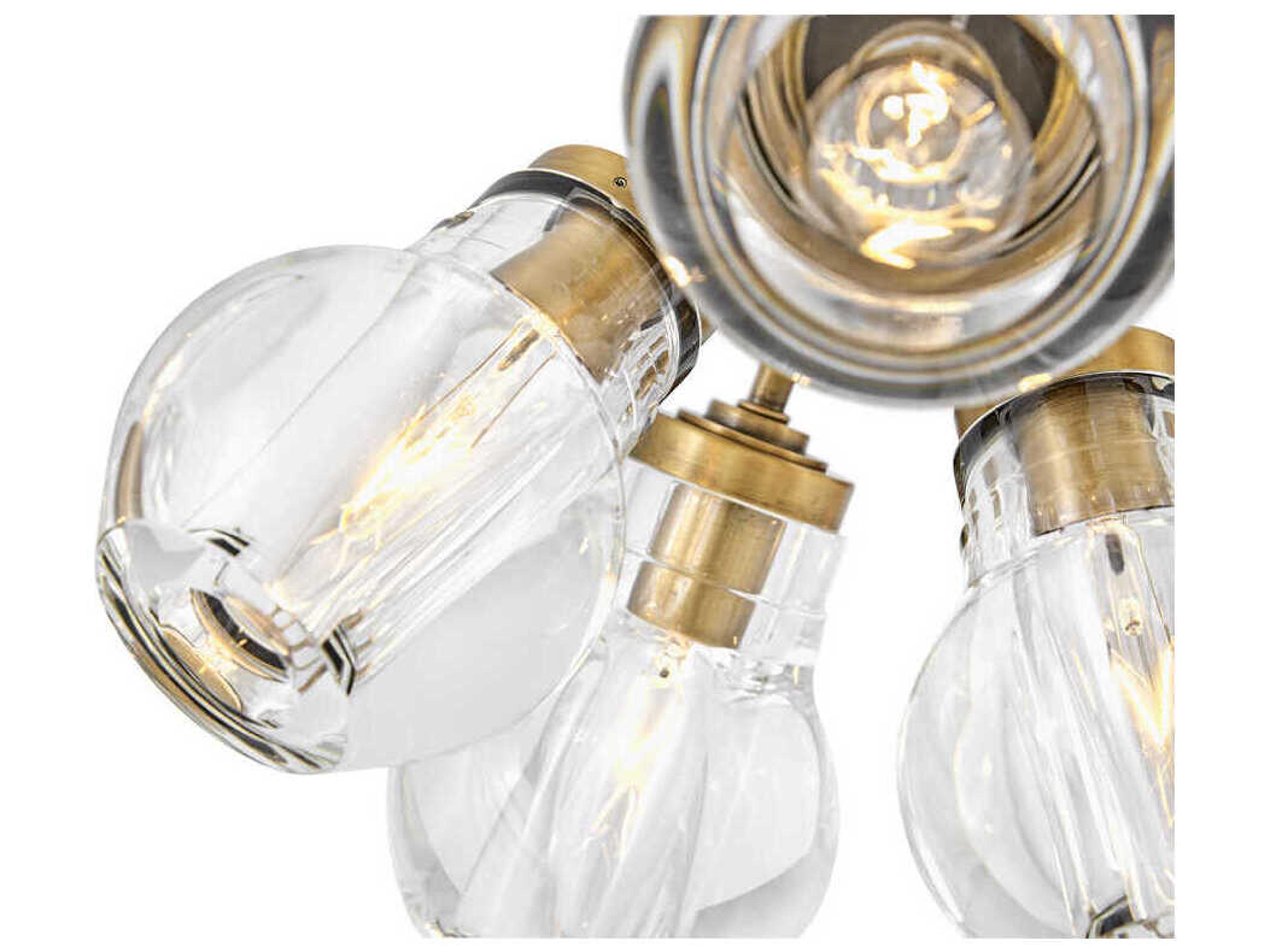 Fredrick Ramond Elise 7-Light Heritage Brass Glass Globe Linear Semi Flush Mount