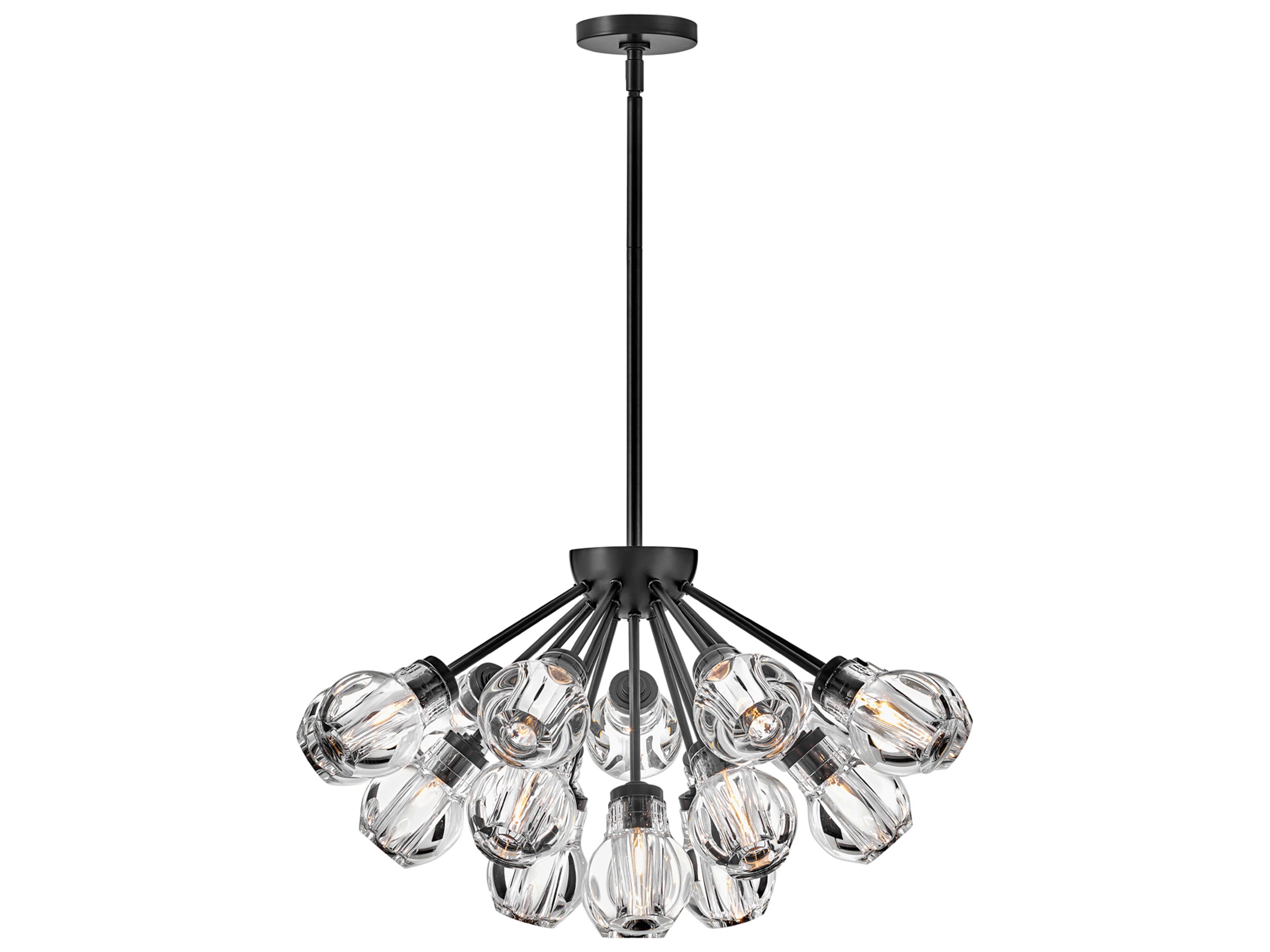 Elise 19-Light9-Light Black Glass Globe Linear Pendant
