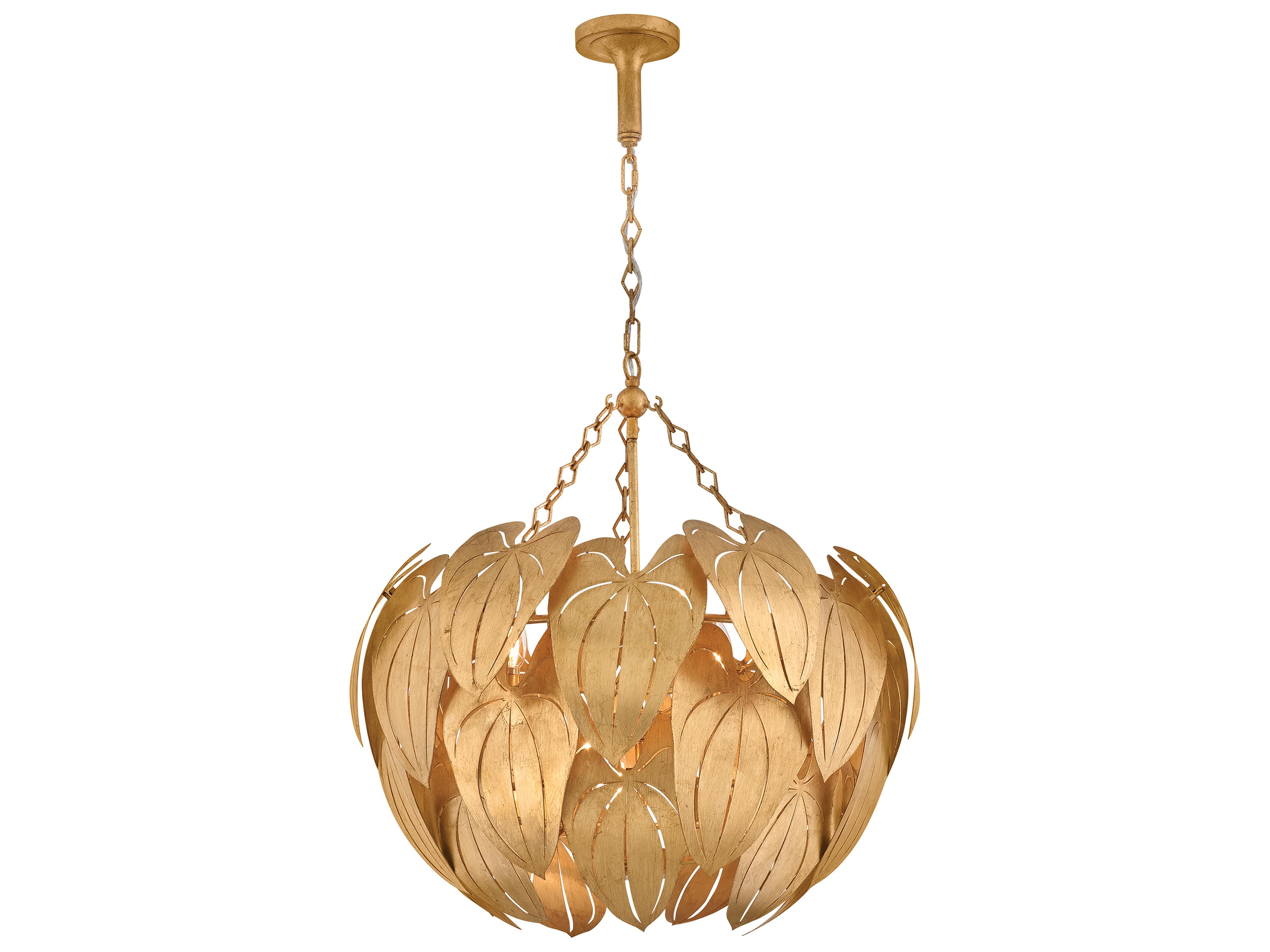 Camille 6-Light Distressed Brass Chandelier