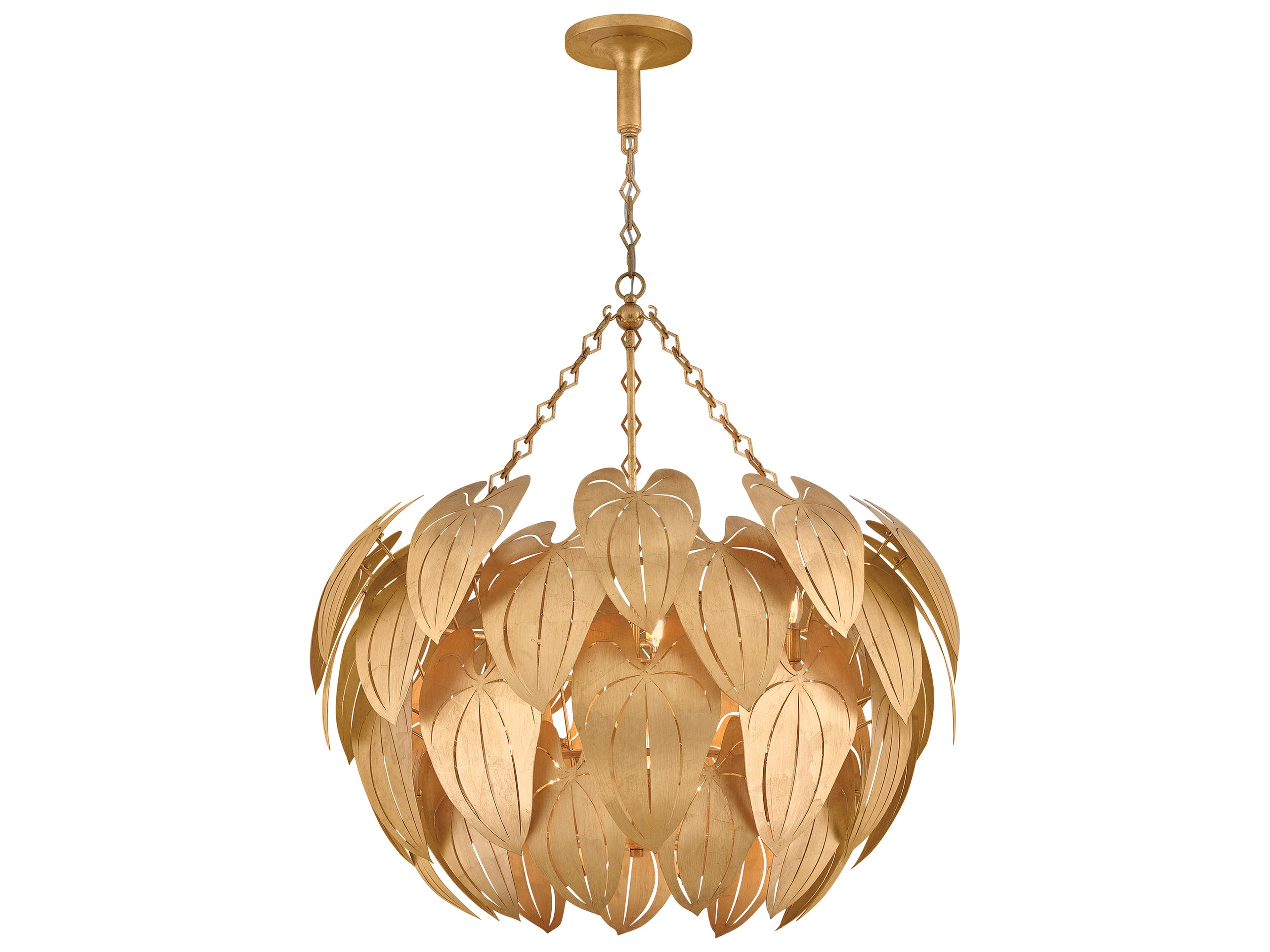 Camille 10-Light Distressed Brass Chandelier