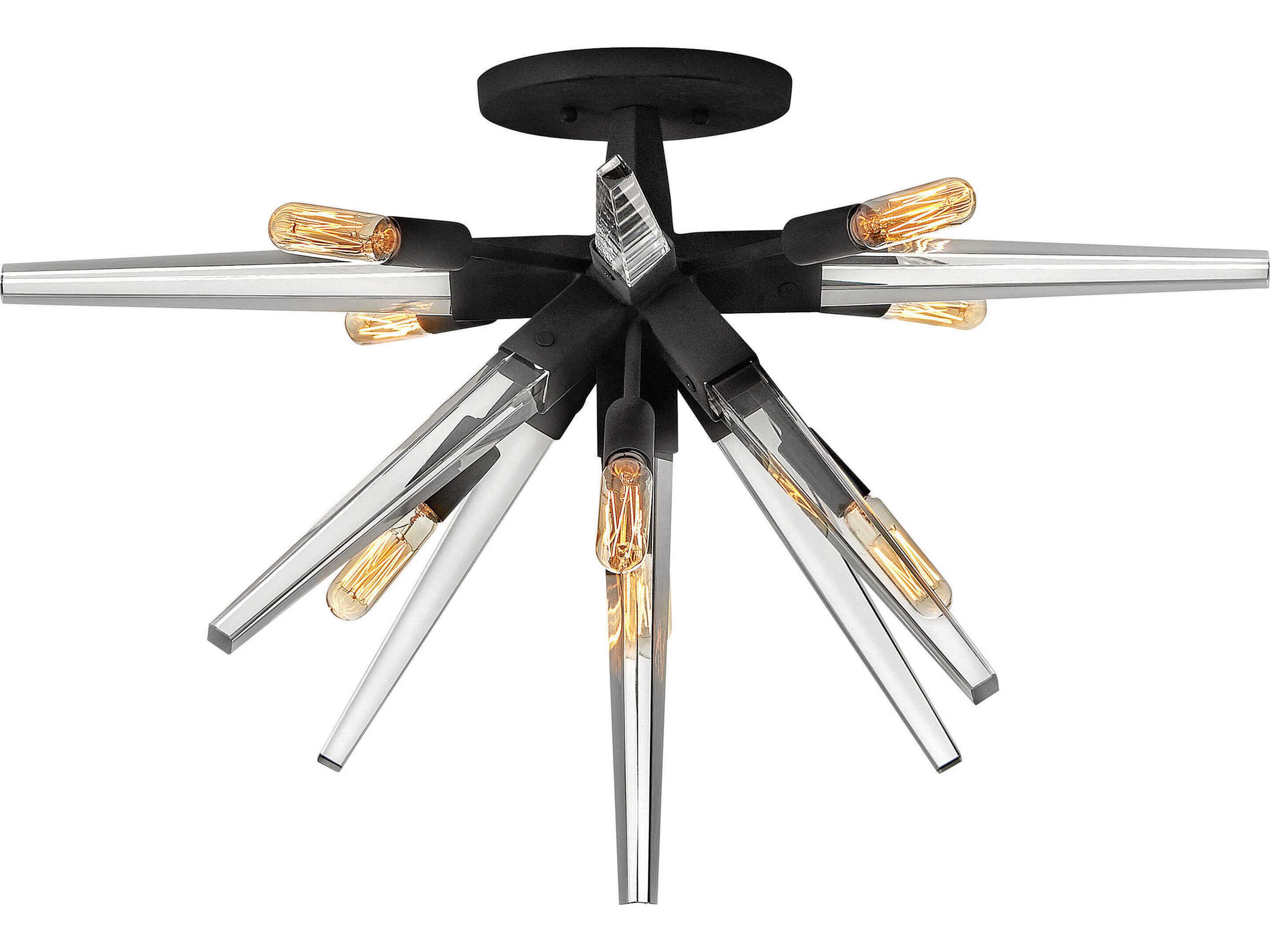 Ariel 8-Light Black Crystal Semi Flush Mount