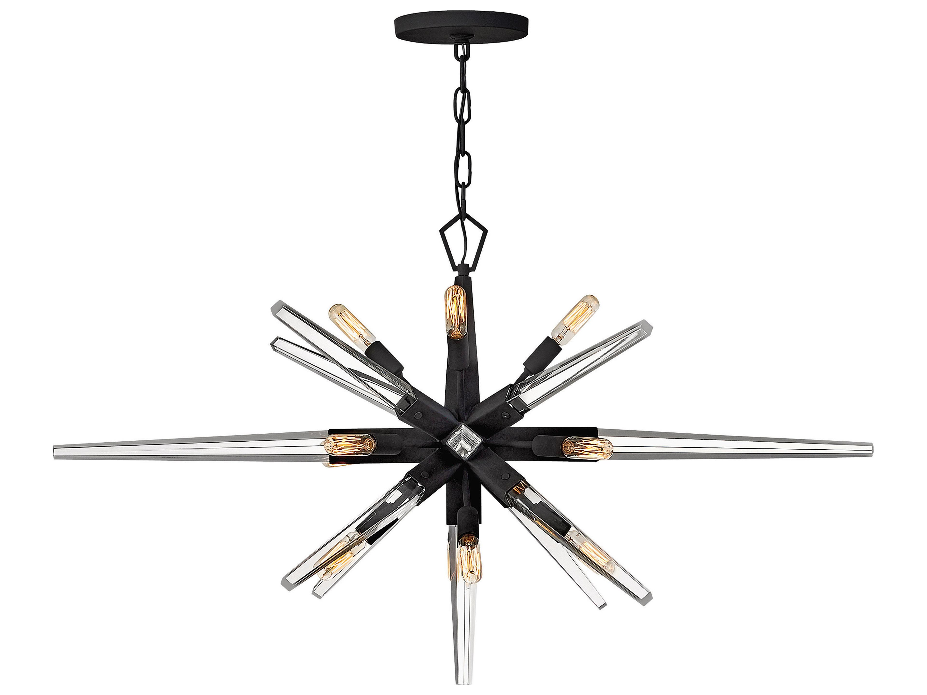 Fredrick Ramond Ariel 12-Light Black Crystal Linear Island Pendant