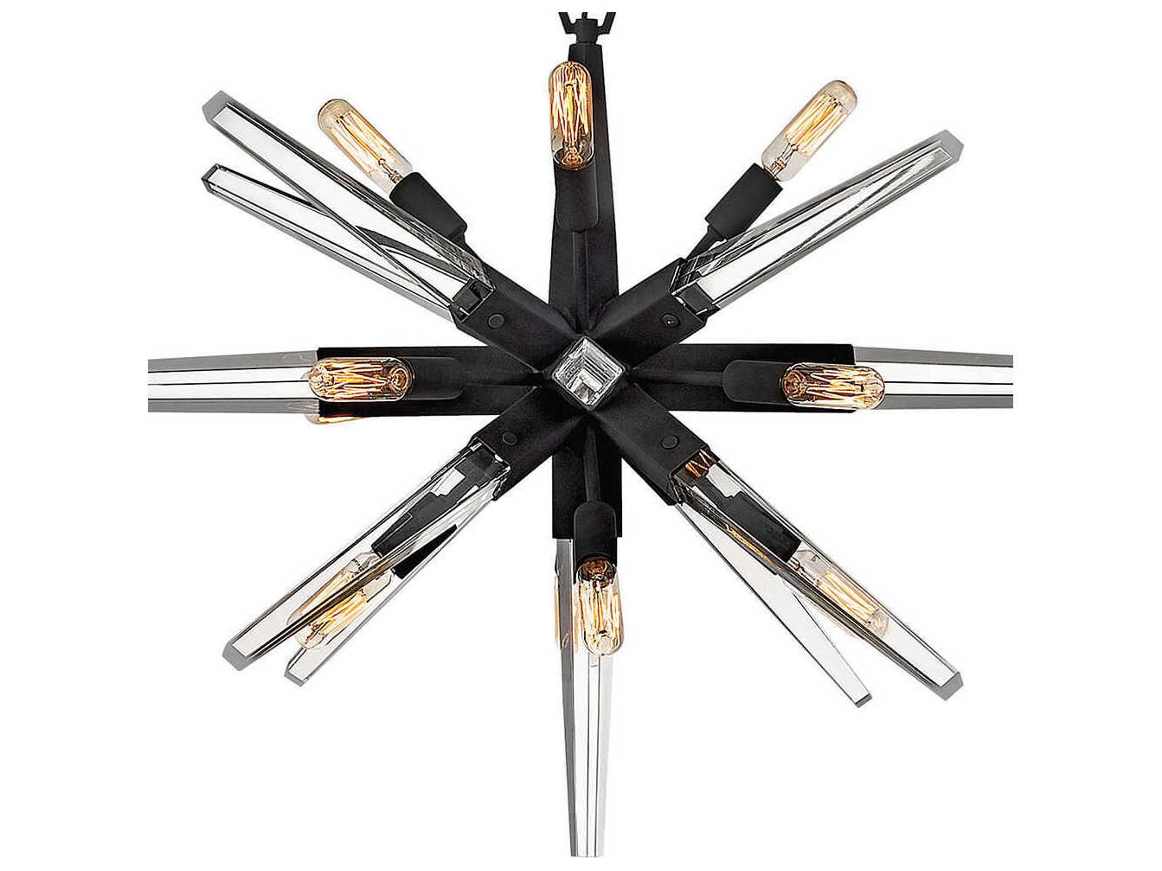 Fredrick Ramond Ariel 12-Light Black Crystal Linear Island Pendant