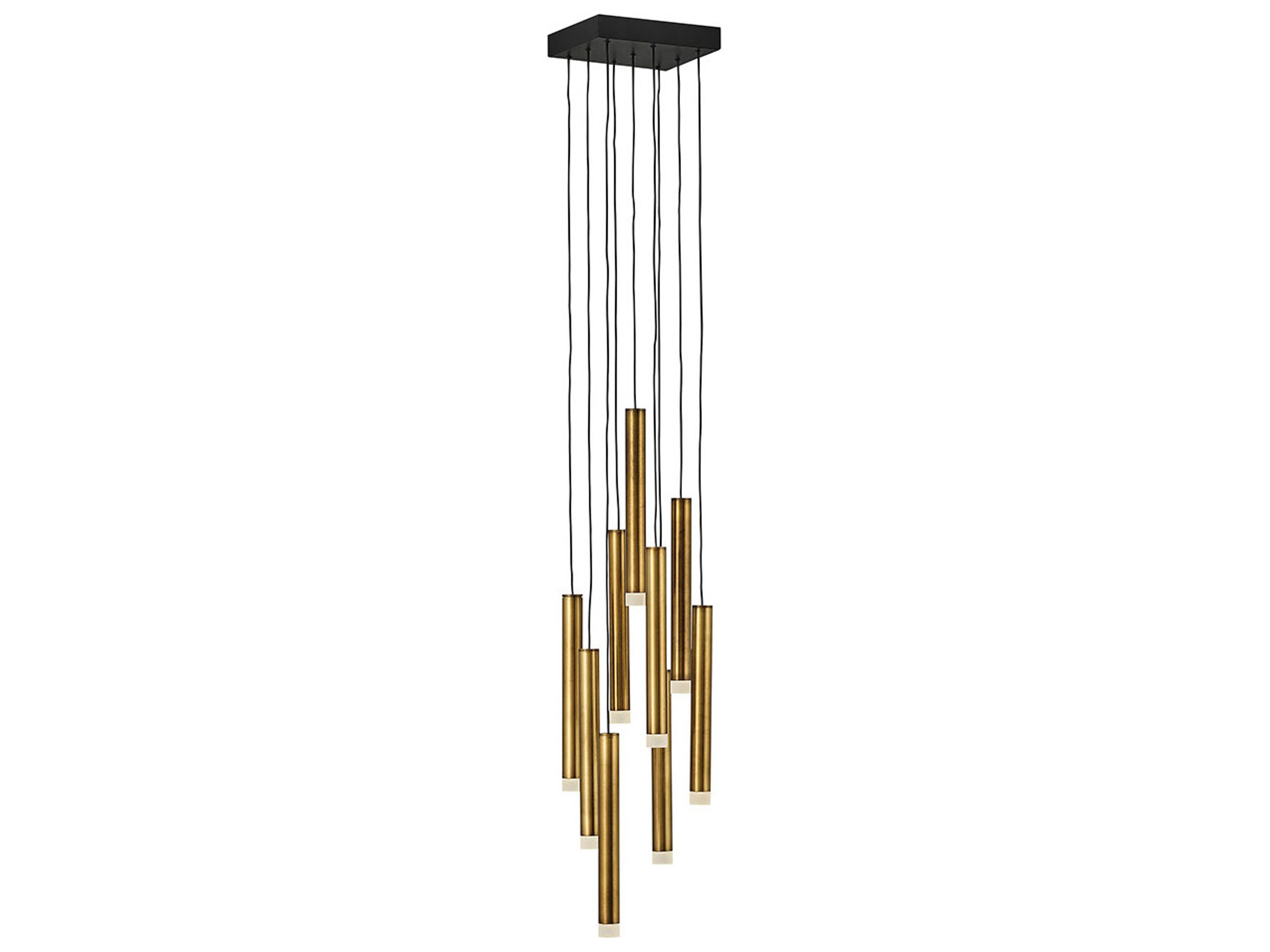 Harmony 9-Light Heritage Brass Black LED Cylinder Linear Mini Pendant