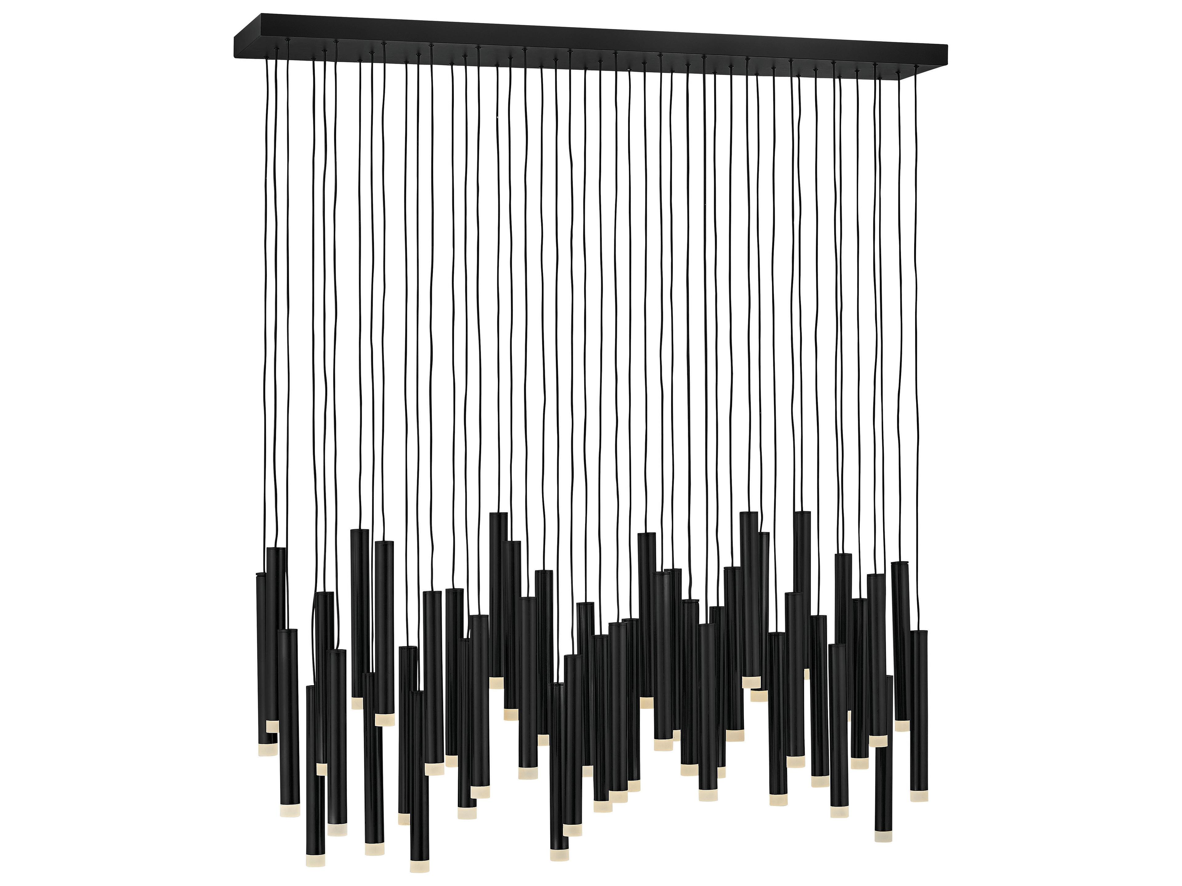 Fredrick Ramond Harmony 45-Light Black LED Cylinder Linear Island Pendant