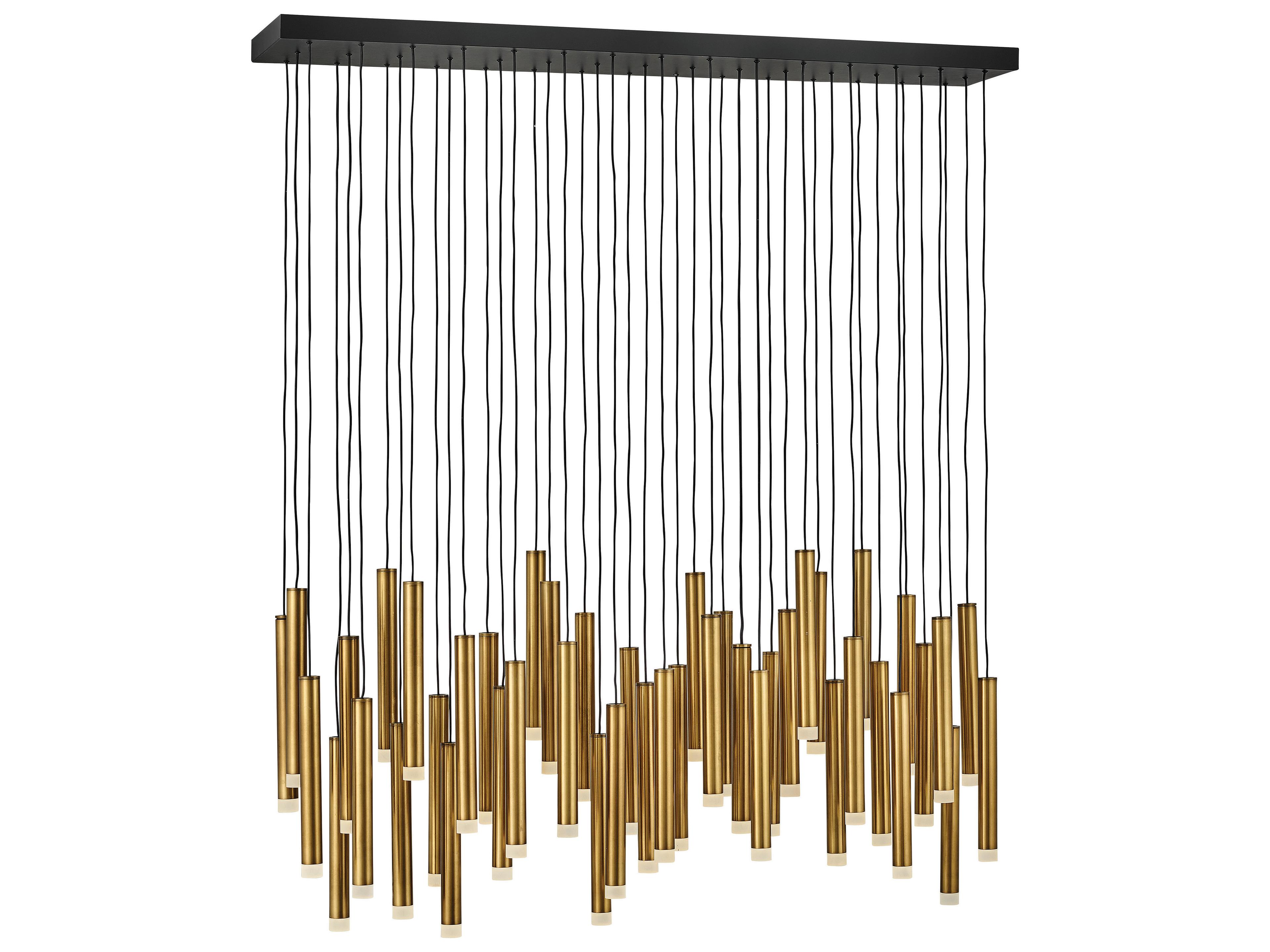 Harmony 45-Light Heritage Brass Black LED Cylinder Linear Island Pendant