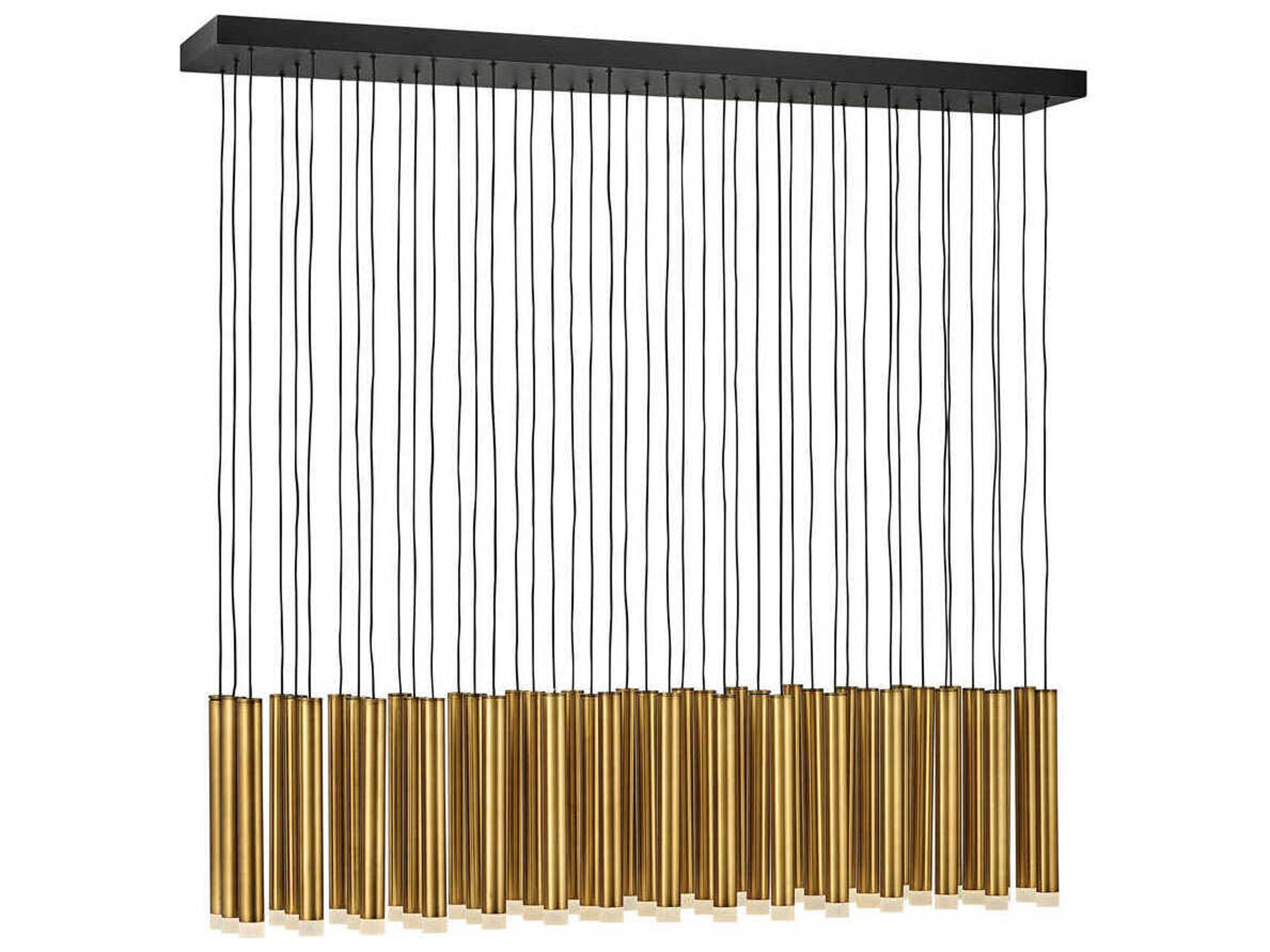 Fredrick Ramond Harmony 45-Light Heritage Brass Black LED Cylinder Linear Island Pendant