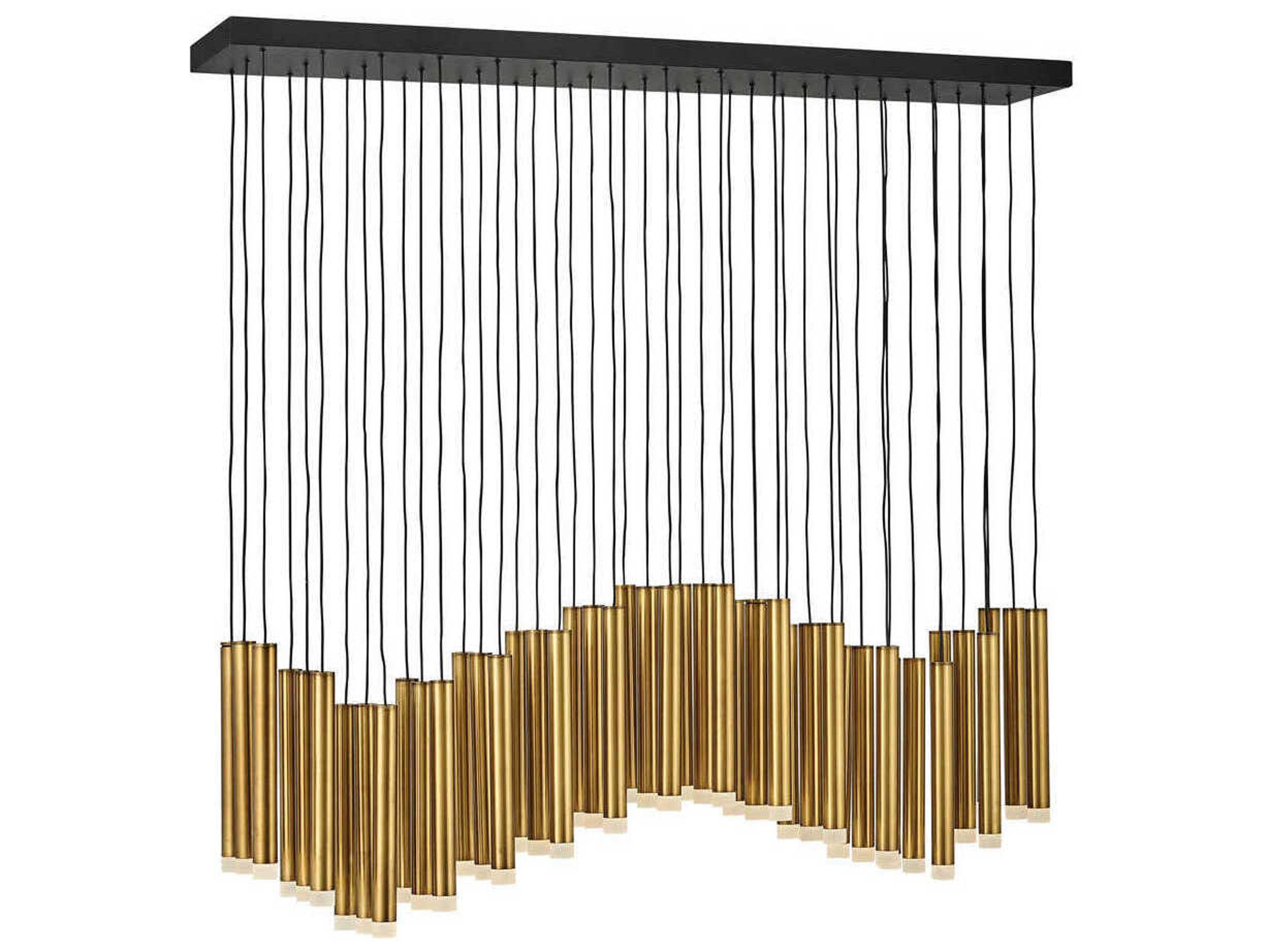 Fredrick Ramond Harmony 45-Light Heritage Brass Black LED Cylinder Linear Island Pendant