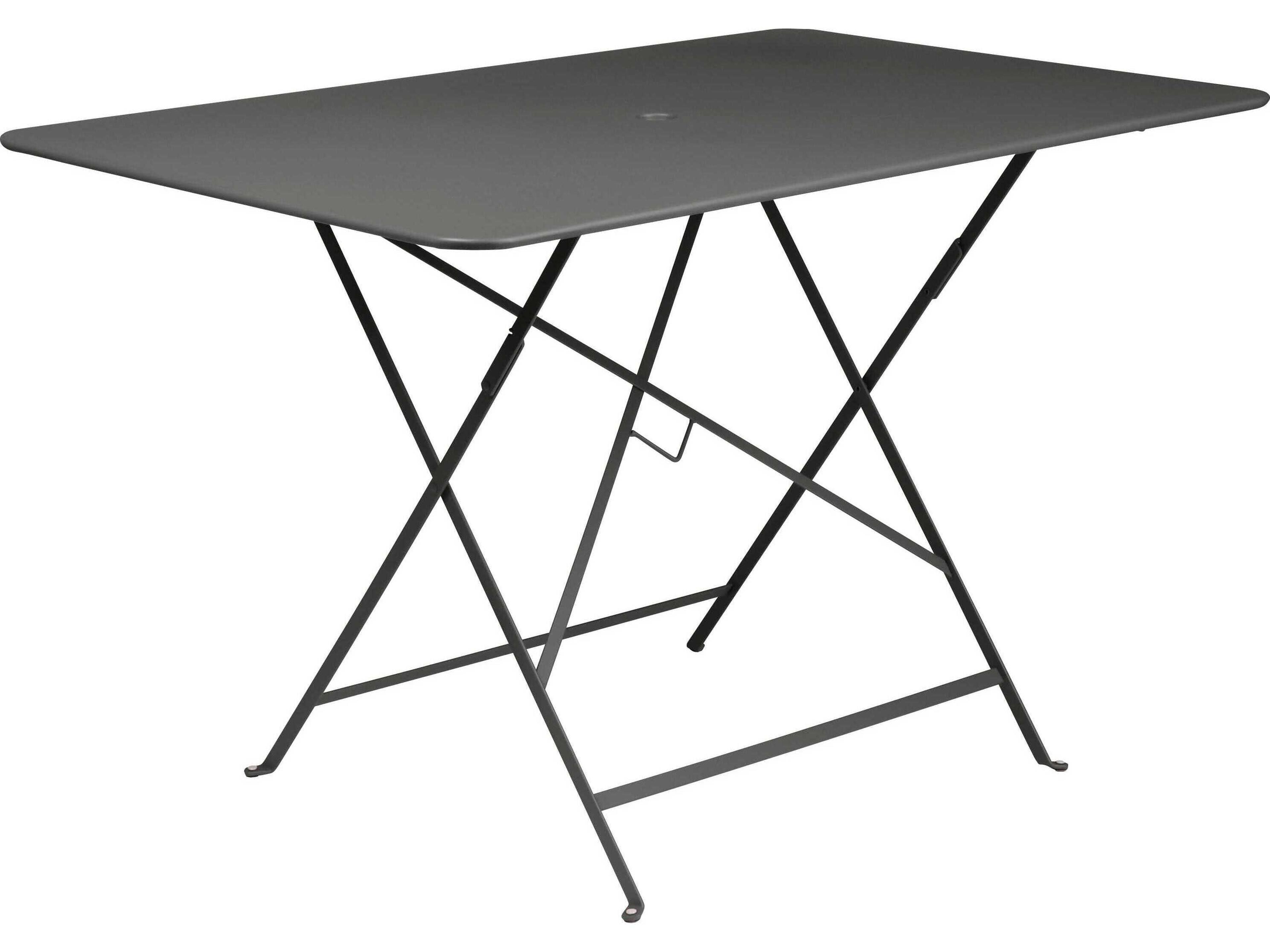 Fermob Bistro Steel Rectangular Umbrella Hole Dining Table
