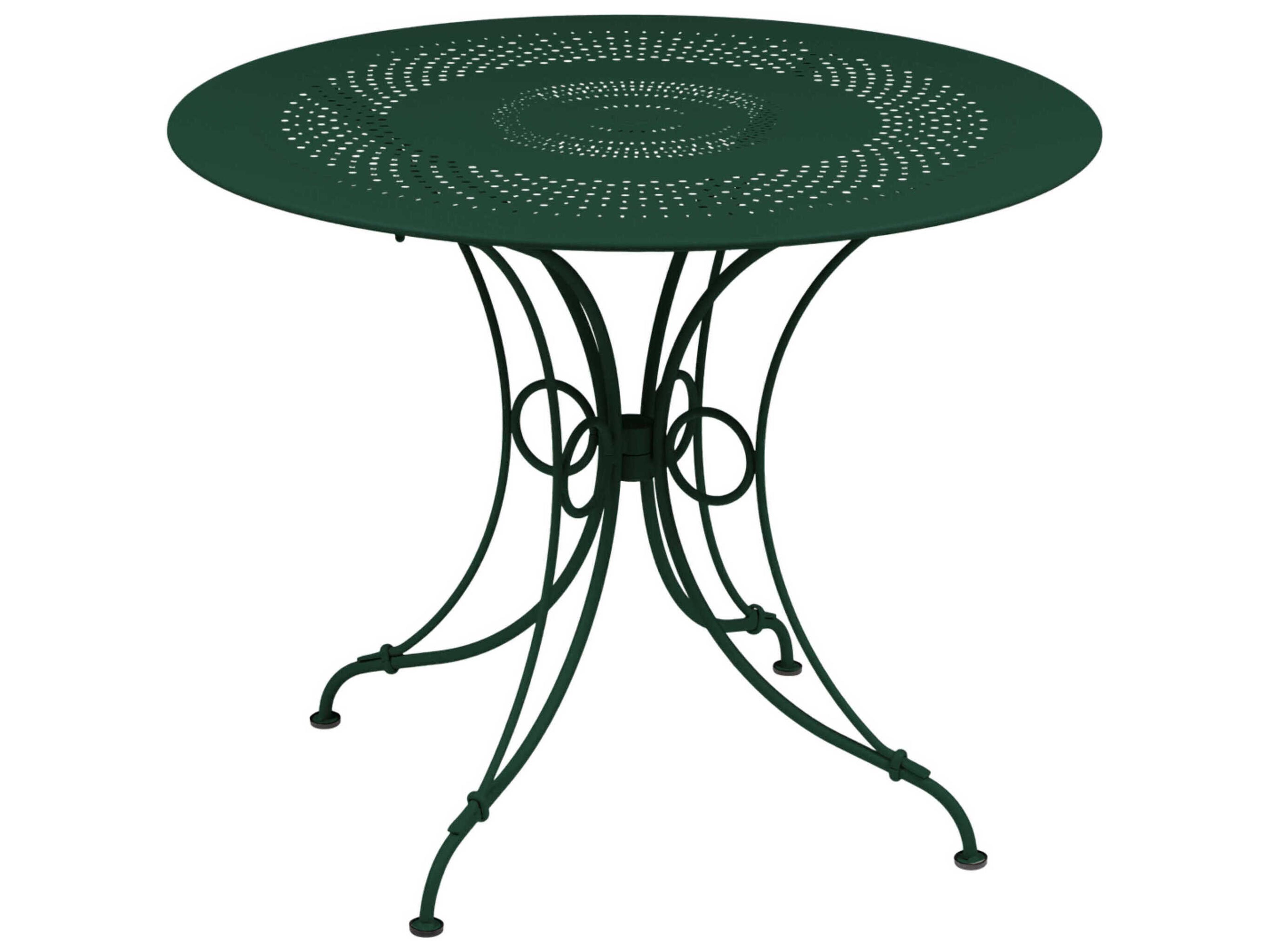 Fermob 1900 Steel Round Umbrella Hole Dining Table