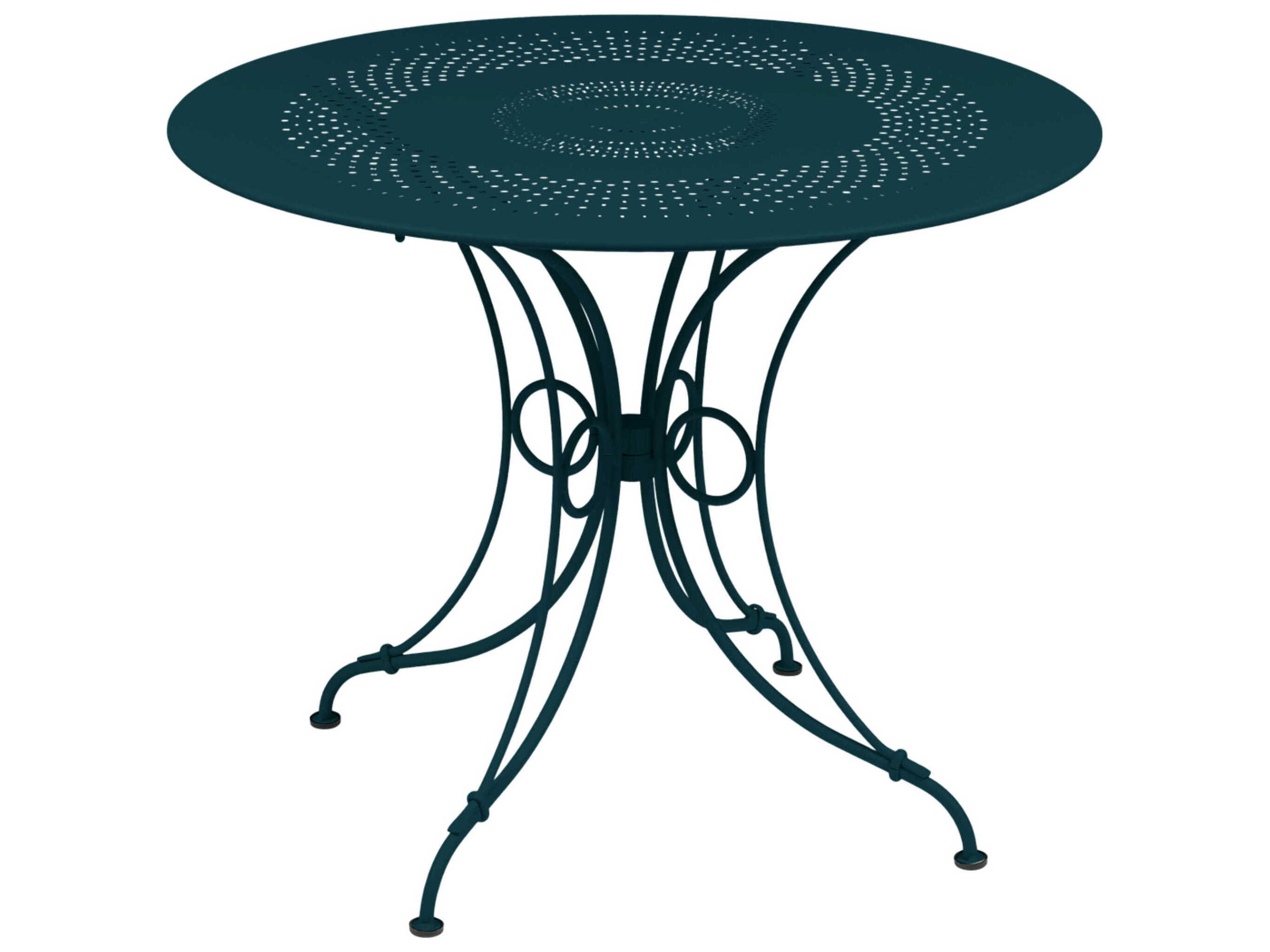 Fermob 1900 Steel Round Umbrella Hole Dining Table