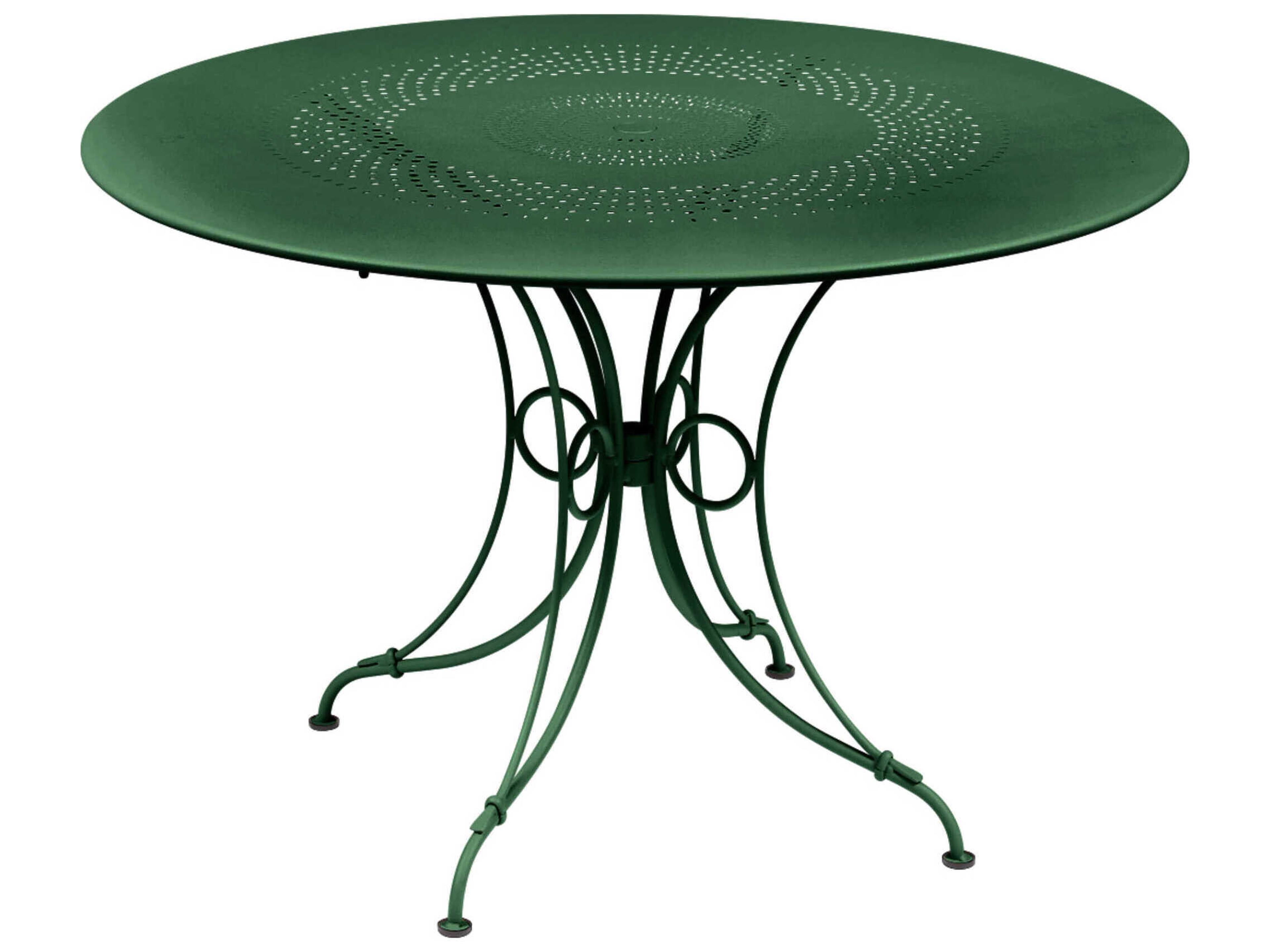 Fermob 1900 Steel Round Umbrella Hole Dining Table