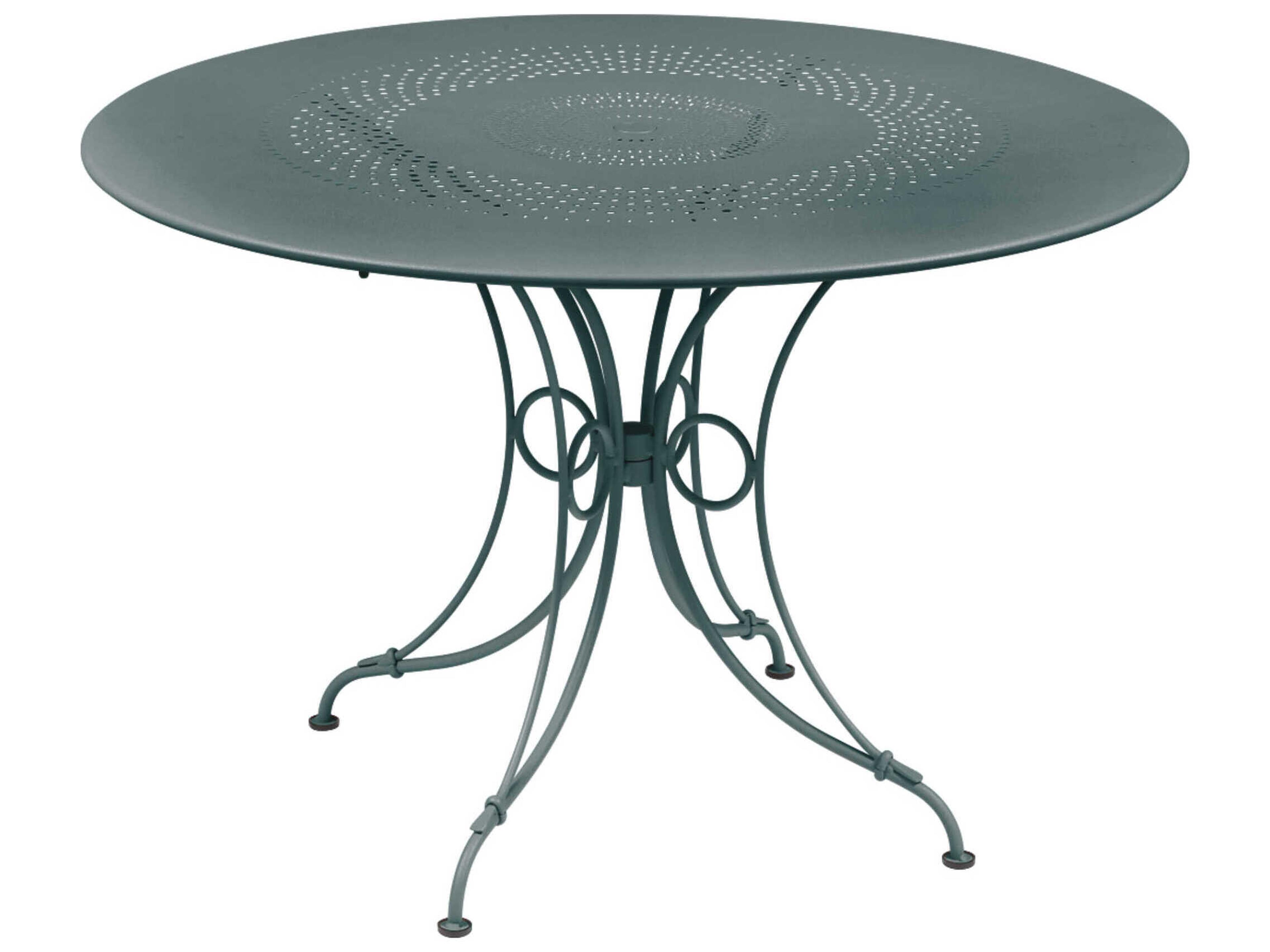 Fermob 1900 Steel Round Umbrella Hole Dining Table