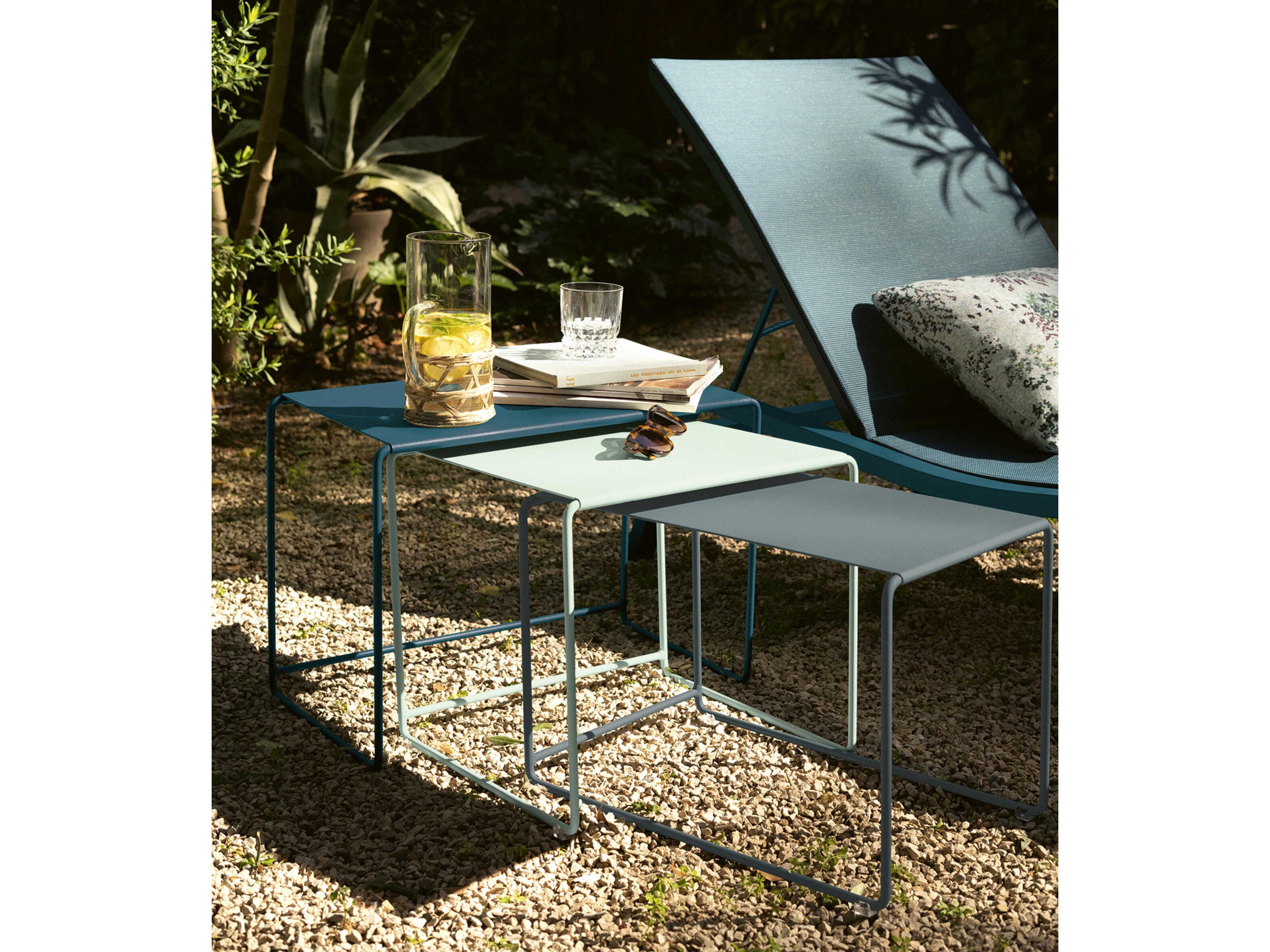 Fermob Oulala Retro Bouquet Steel Rectangular Nesting Tables