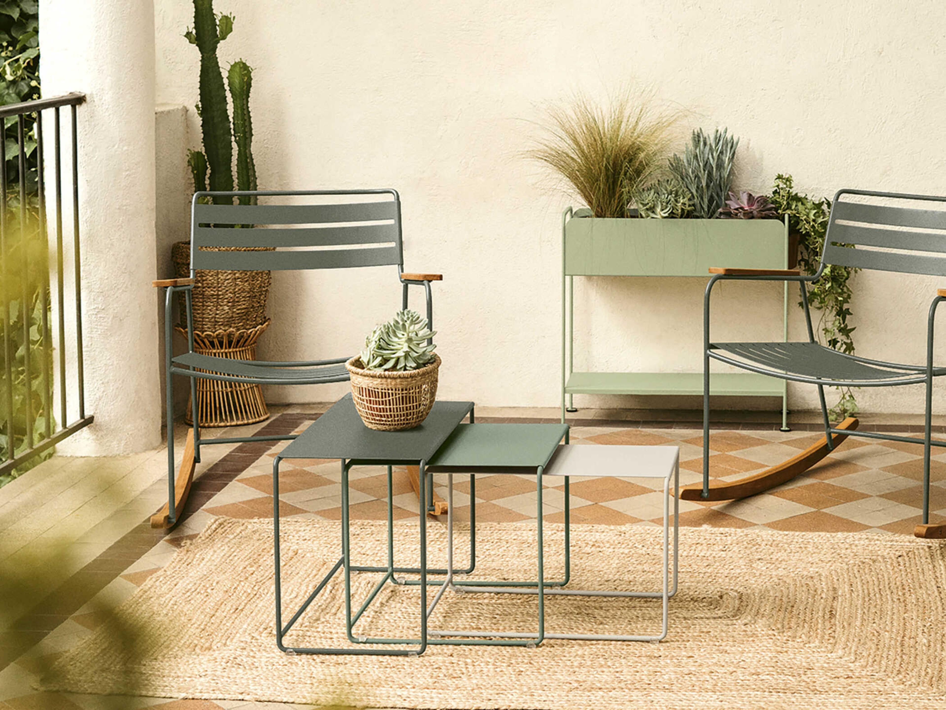 Fermob Oulala Highlighted Nature Steel Rectangular Nesting Tables