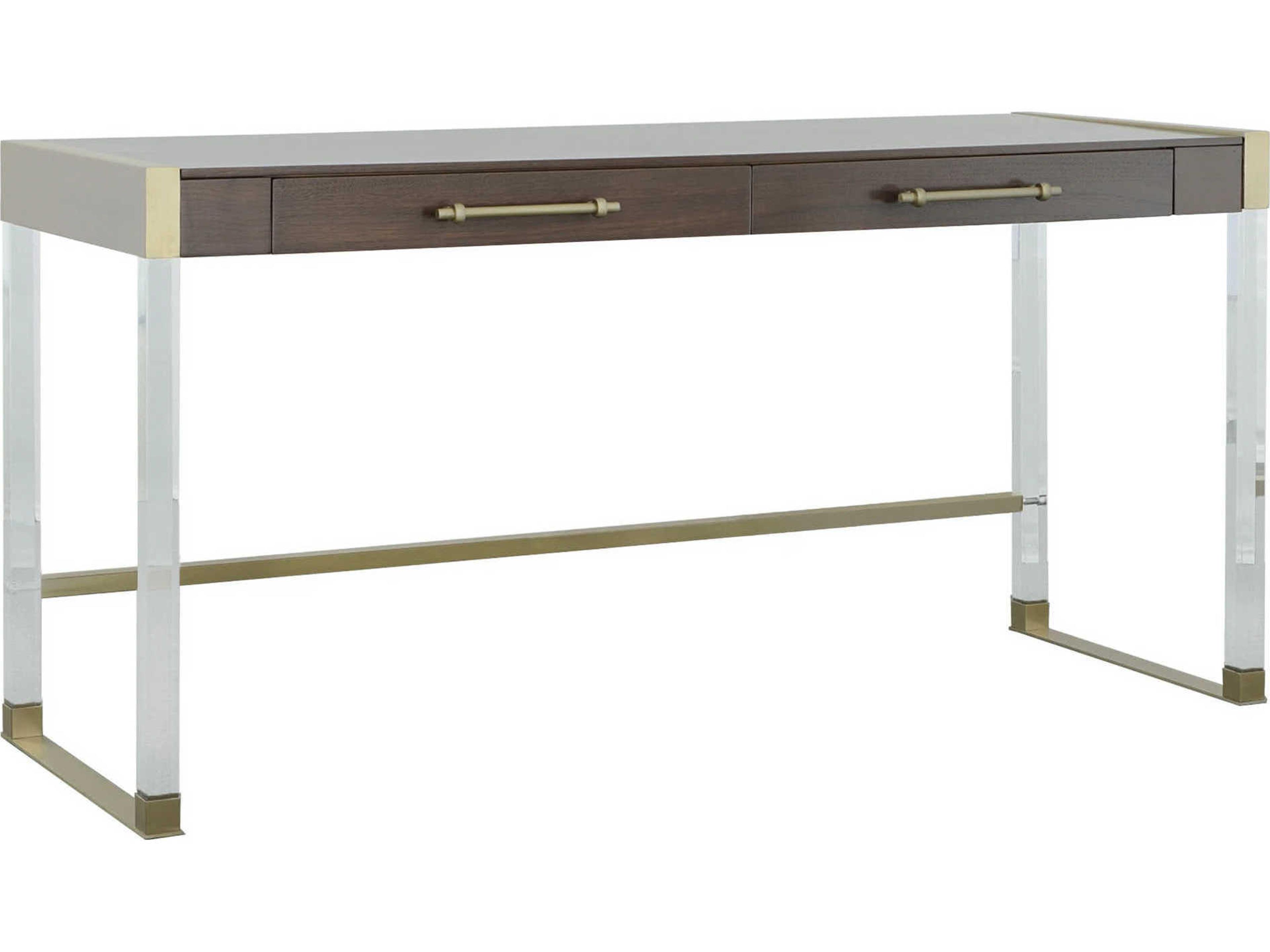 Libby Langdon Smoked Stone Brown Walnut Wood Writing Desk