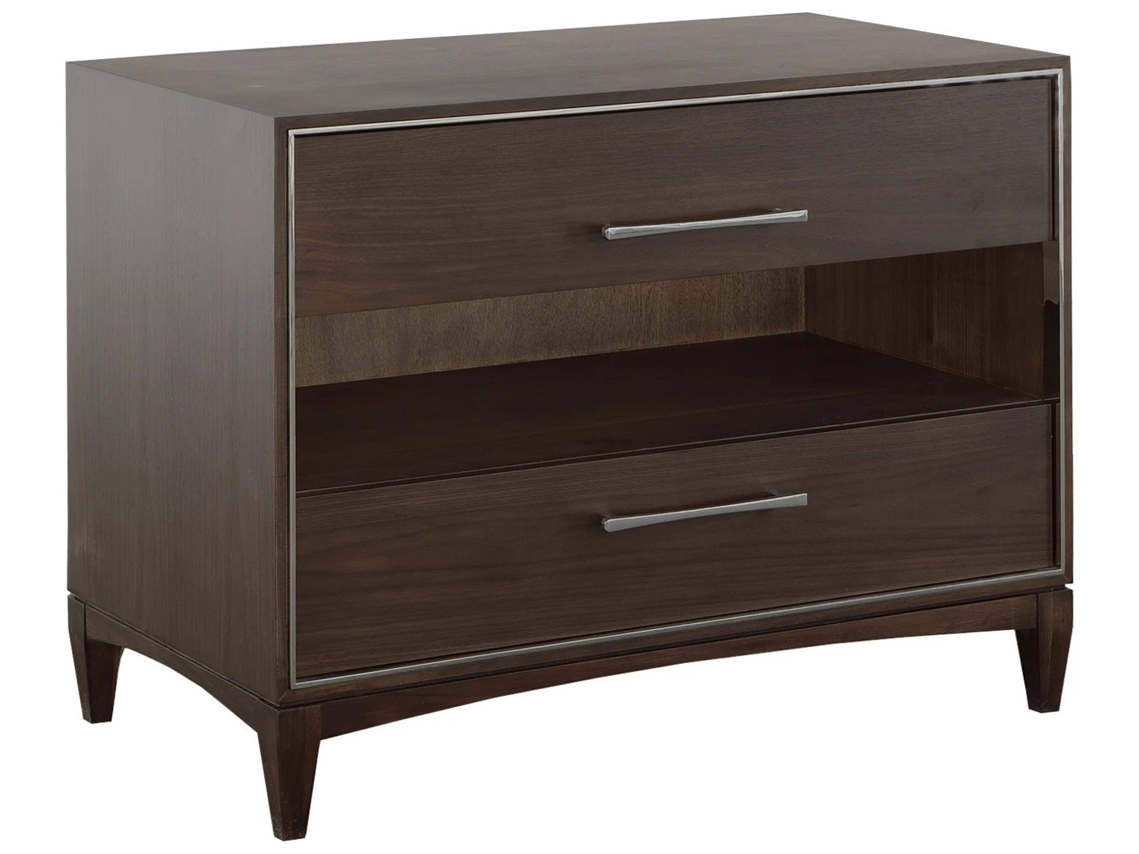 Libby Langdon For Fairfield 2-Drawers Brown Walnut Wood Nightstand