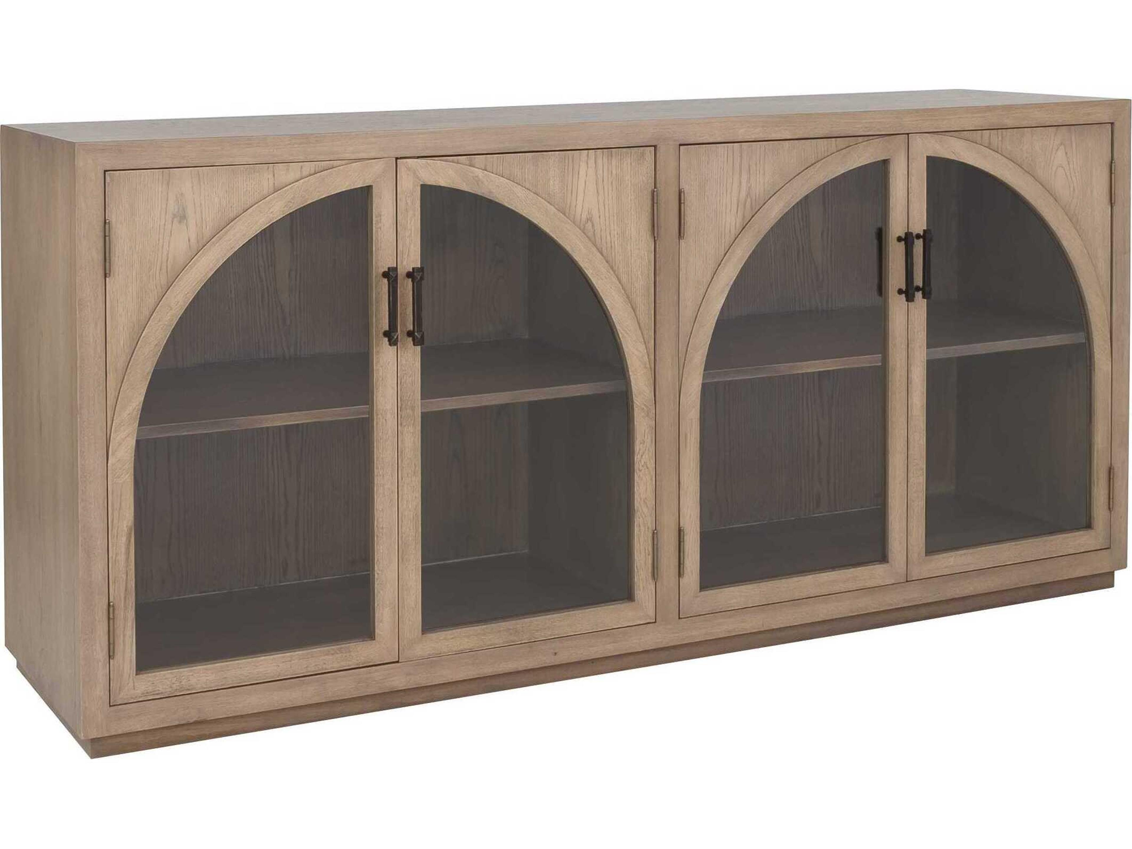 Everett 82" Oak Wood Biscotti Mica Credenza