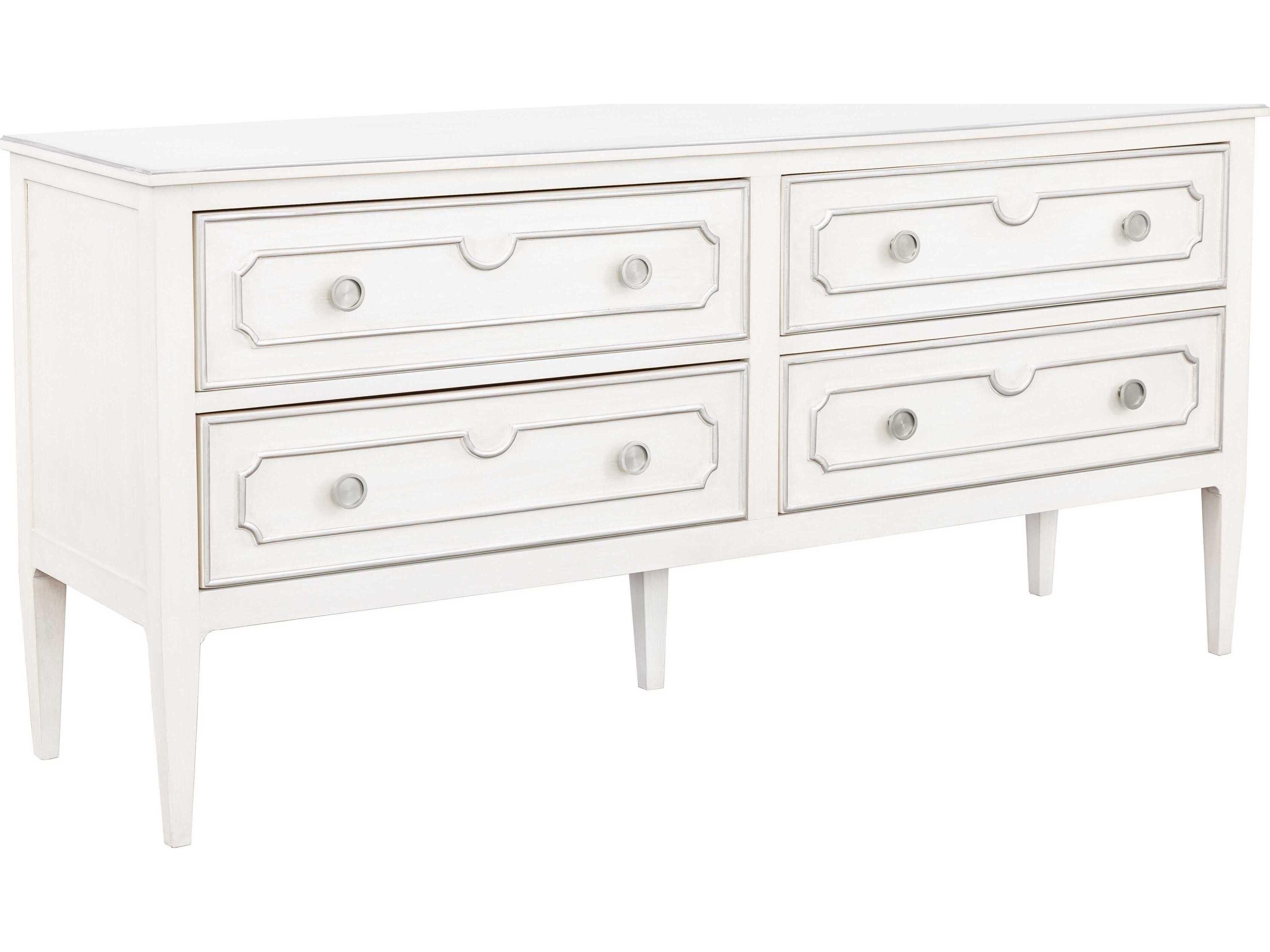 Camille 4-Drawers White Walnut Wood Double Dresser