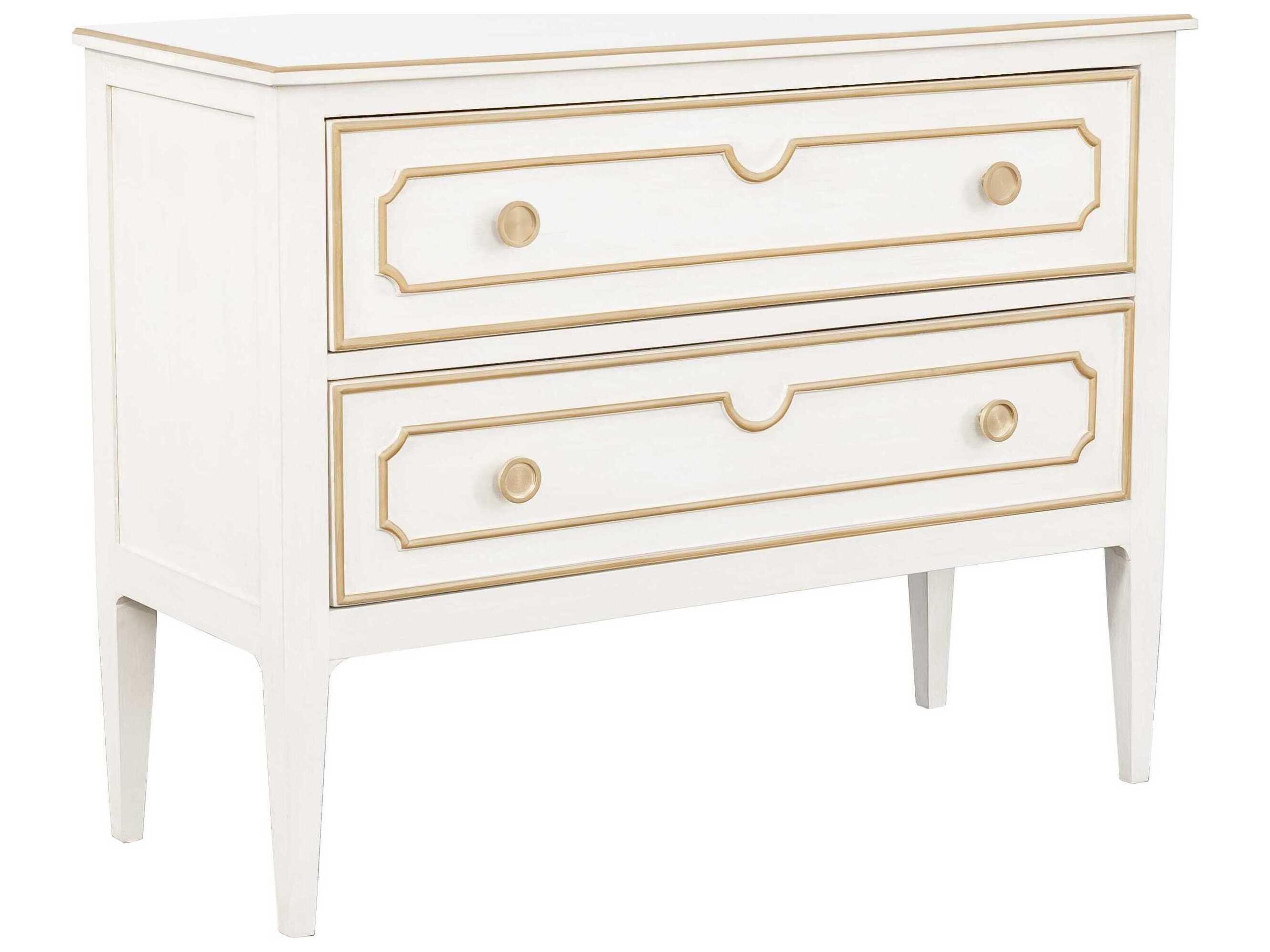 Camille 2-Drawers White Walnut Wood Nightstand