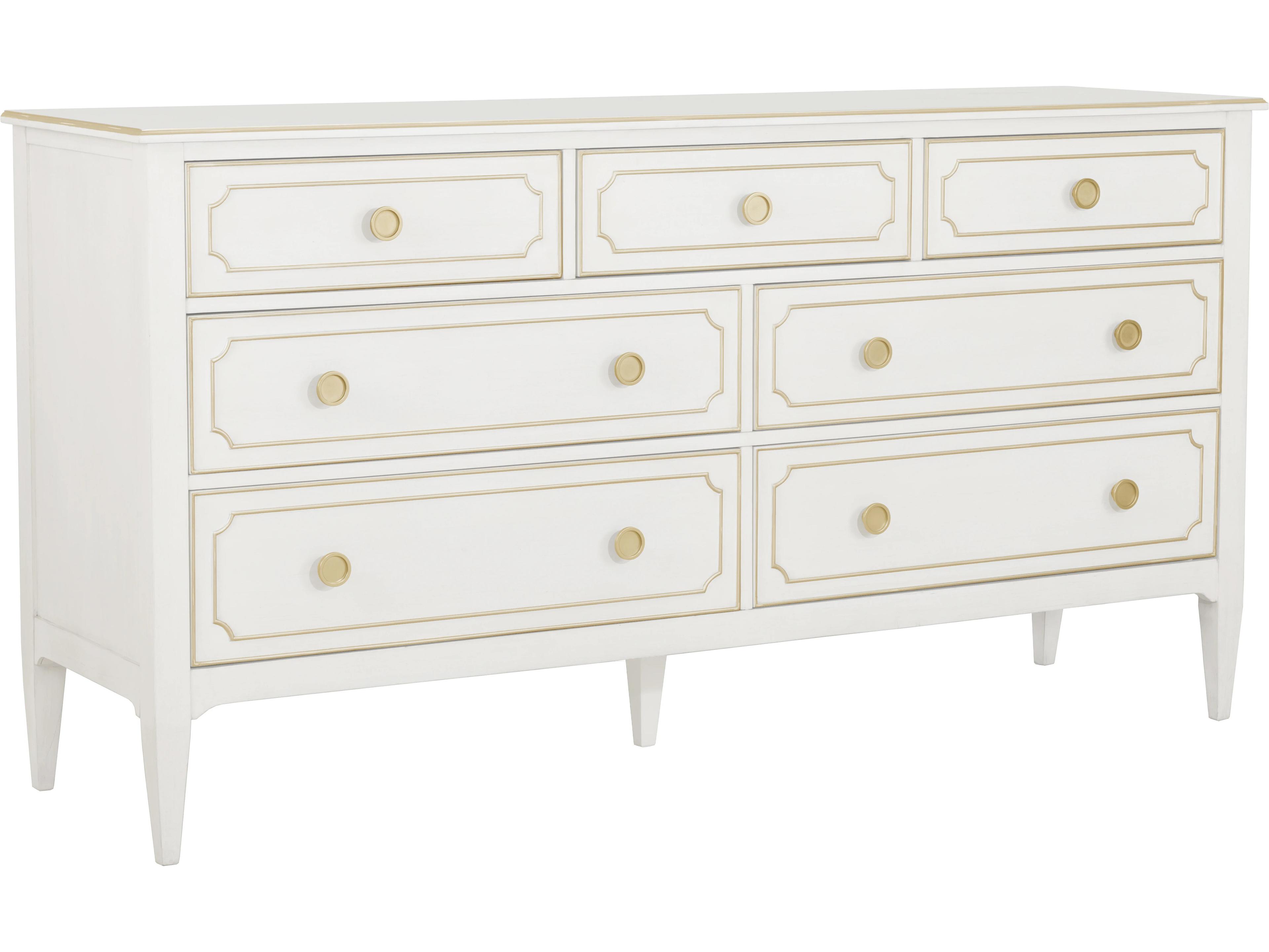 Camille 7-Drawers White Rubberwood Double Dresser
