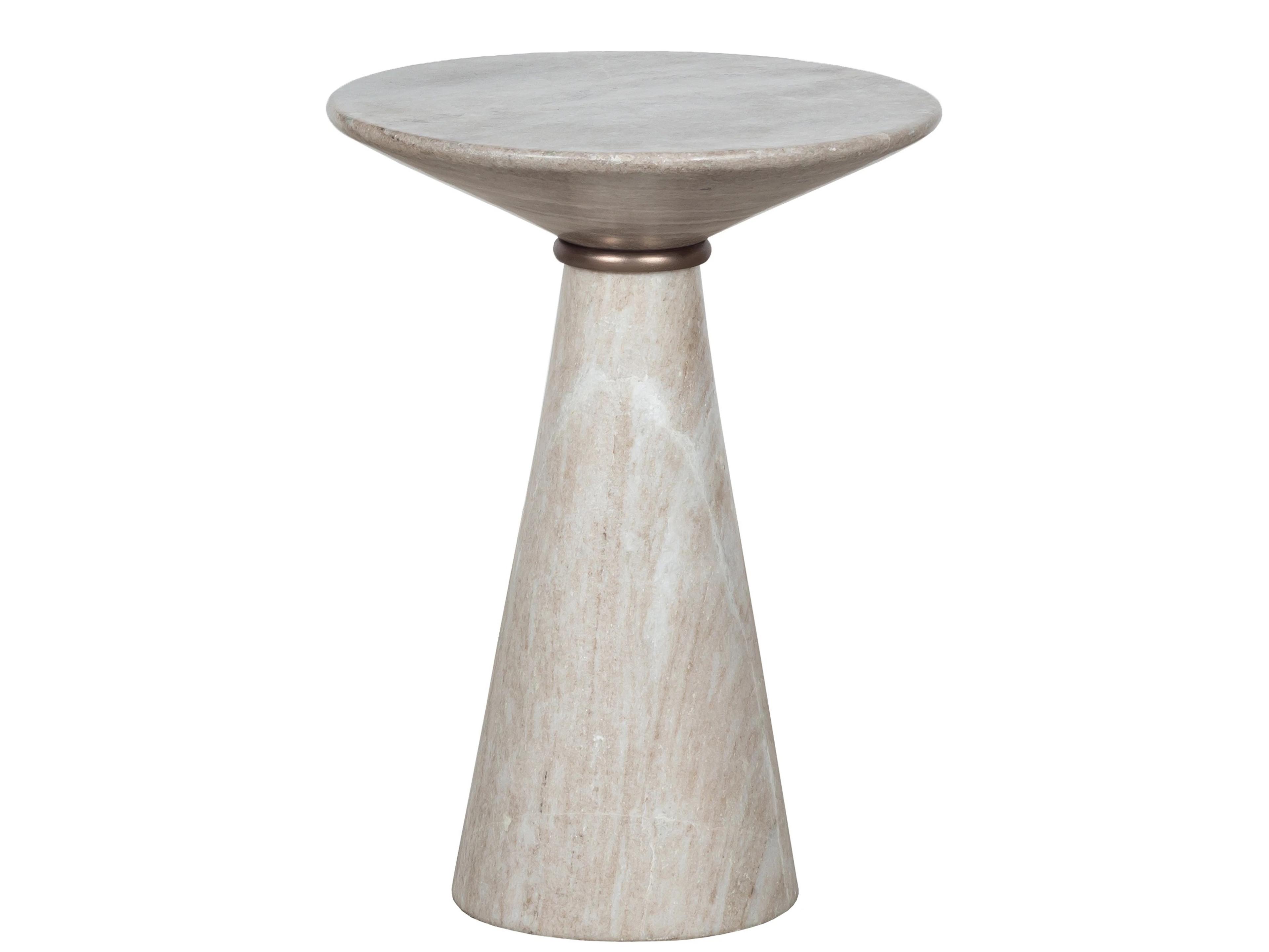 Sundries Rivers Round Marble Bronze Warm Grey Stone Drink Table
