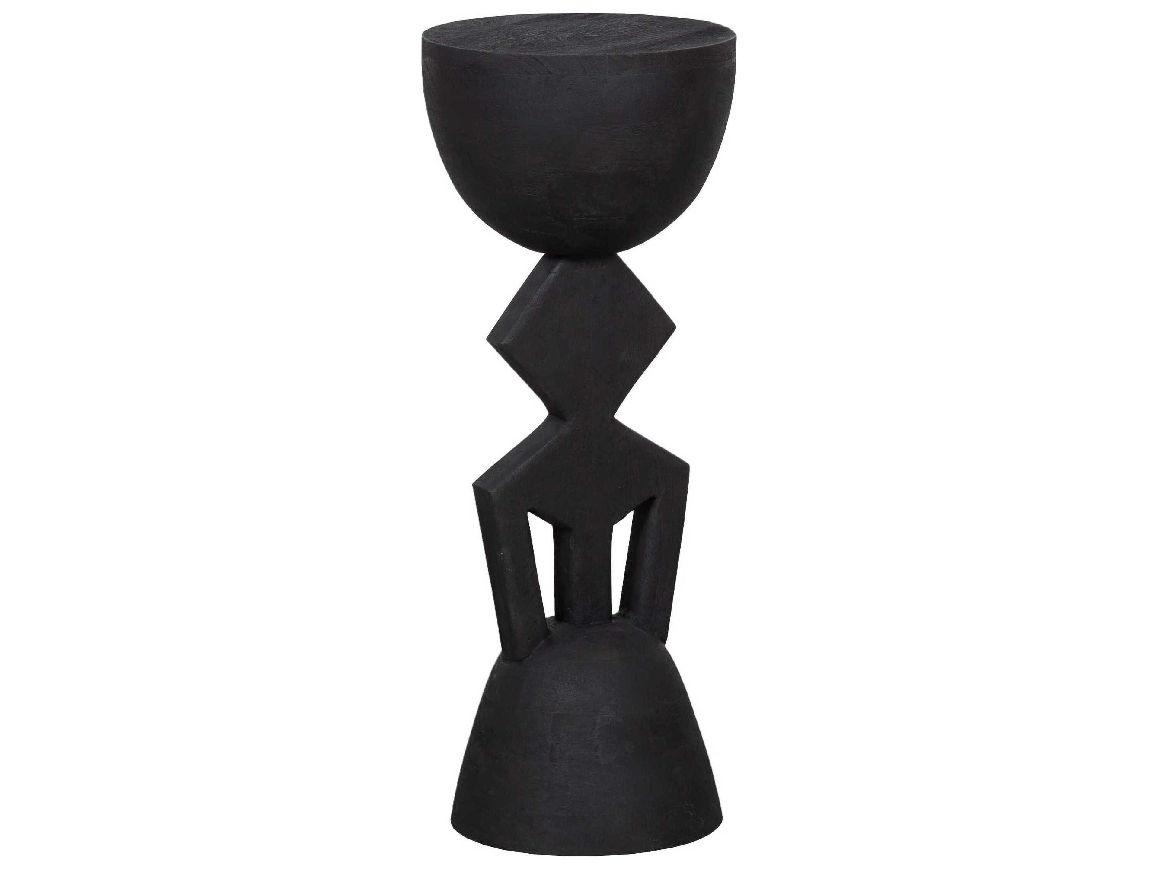 Sundries Eden Round Wood Sandblasted Black Drink Table