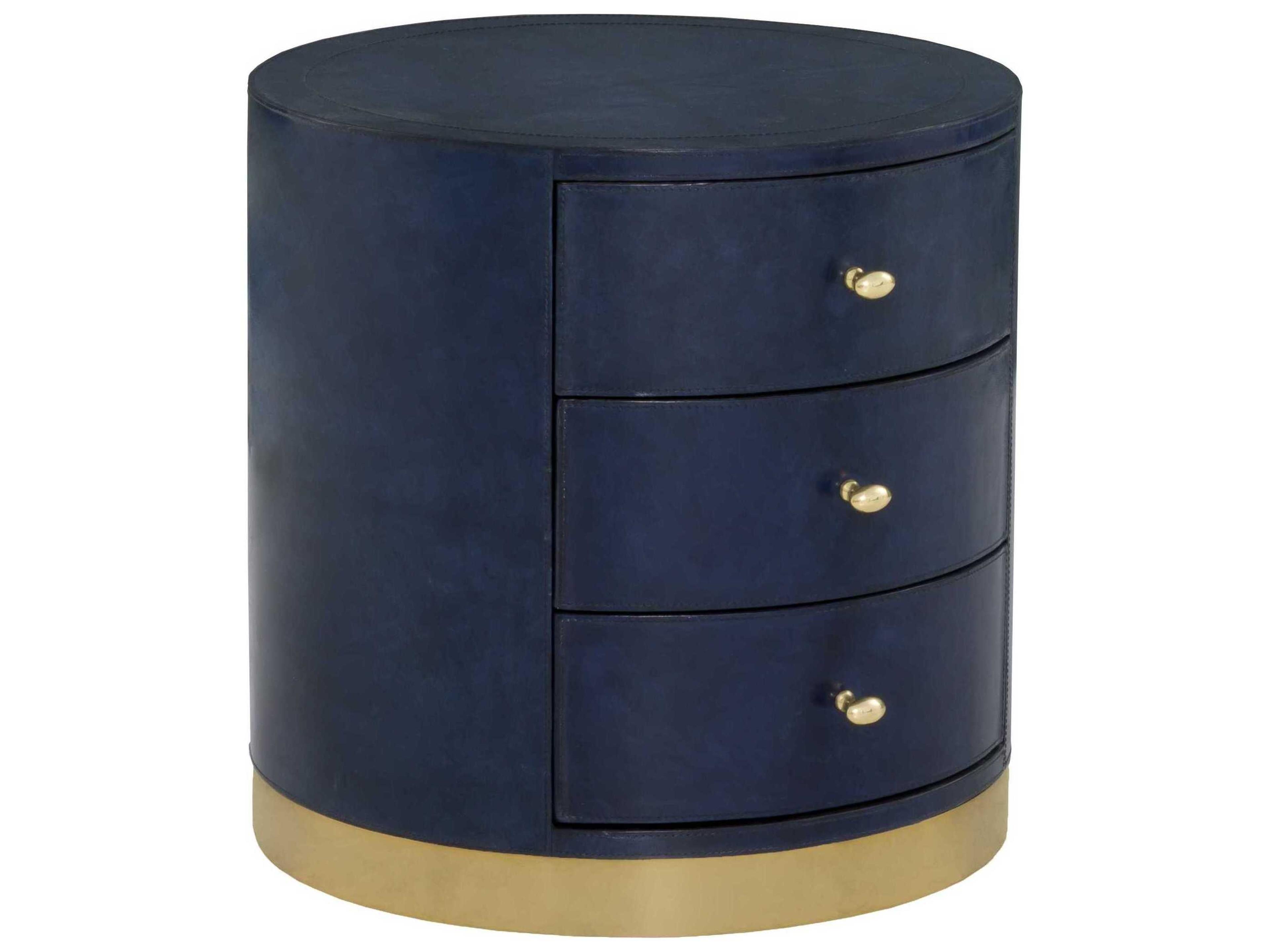 Harper Round Leather End Table