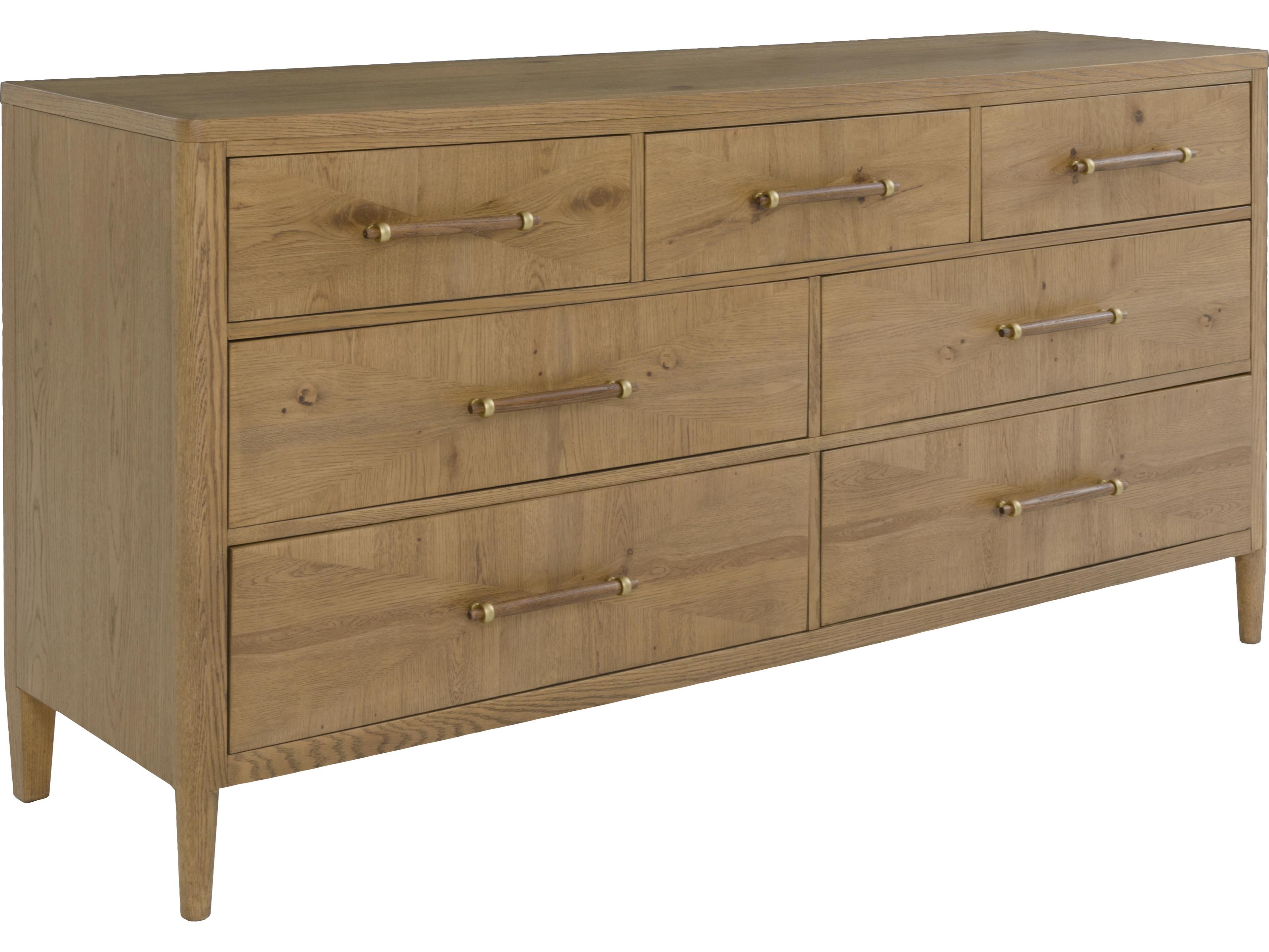 Maxwell 7-Drawers Oak Wood Double Dresser
