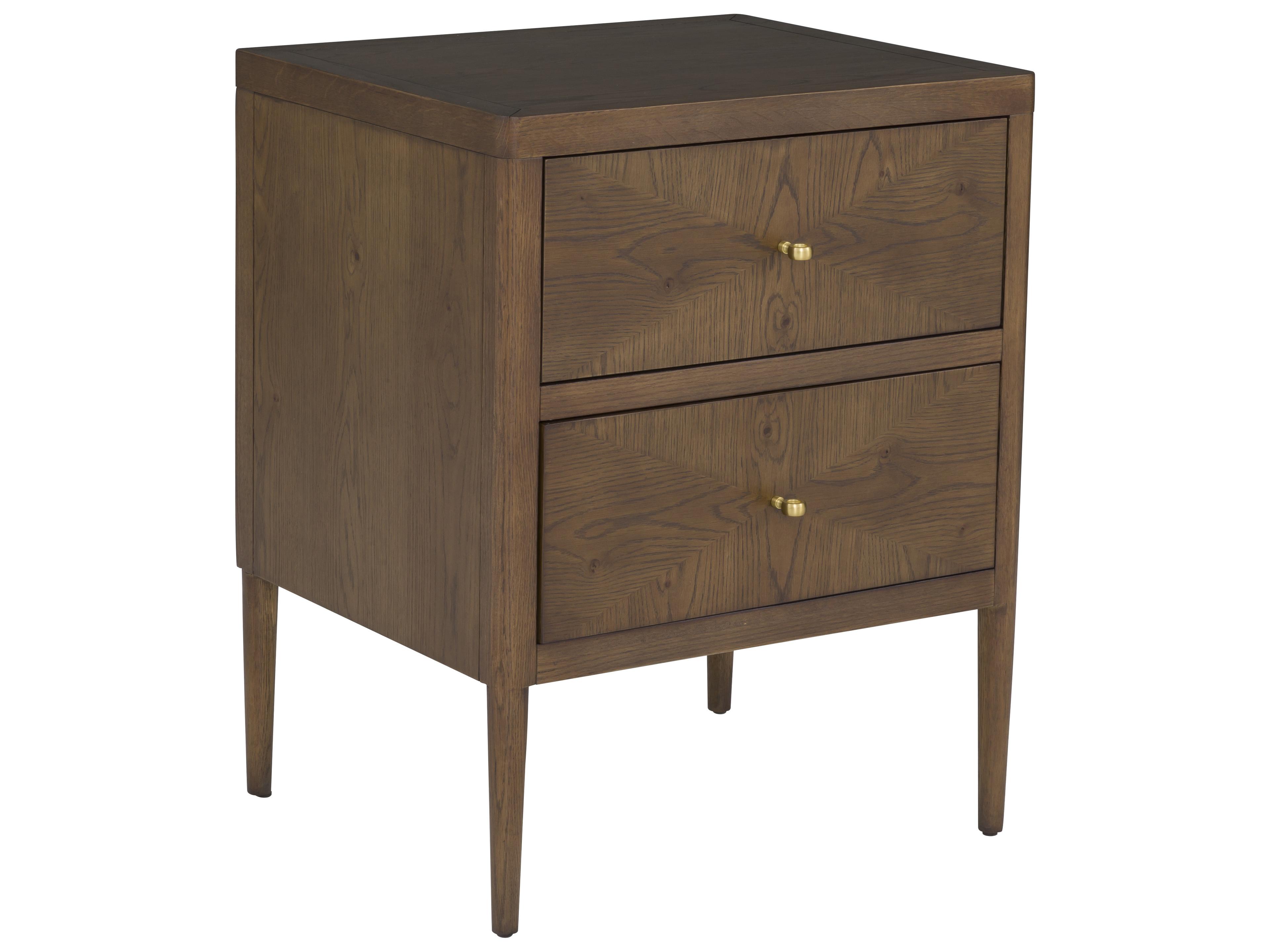 Maxwell 2-Drawers Brown Walnut Wood Nightstand