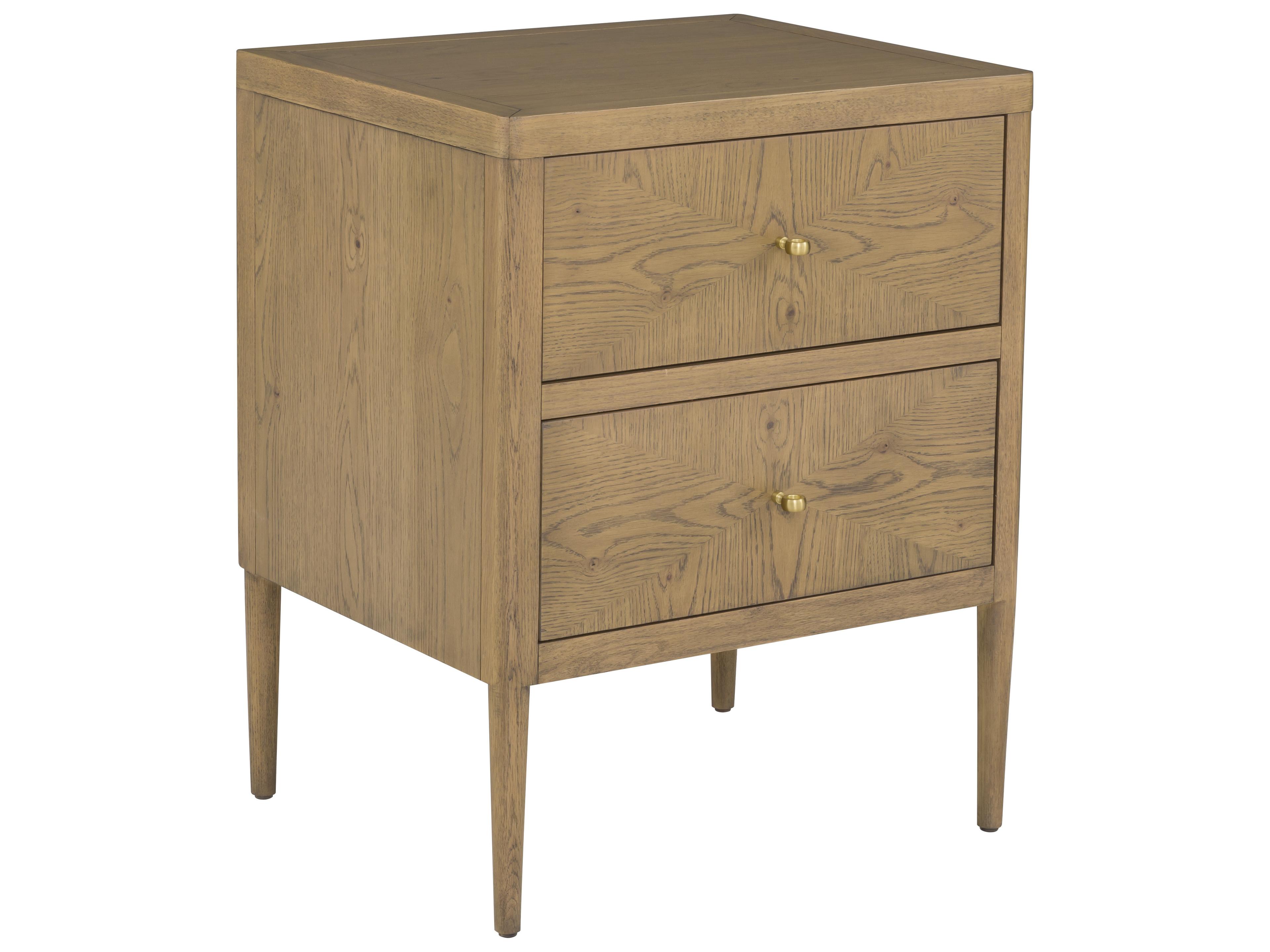Maxwell 2-Drawers Natural Oak Wood Nightstand