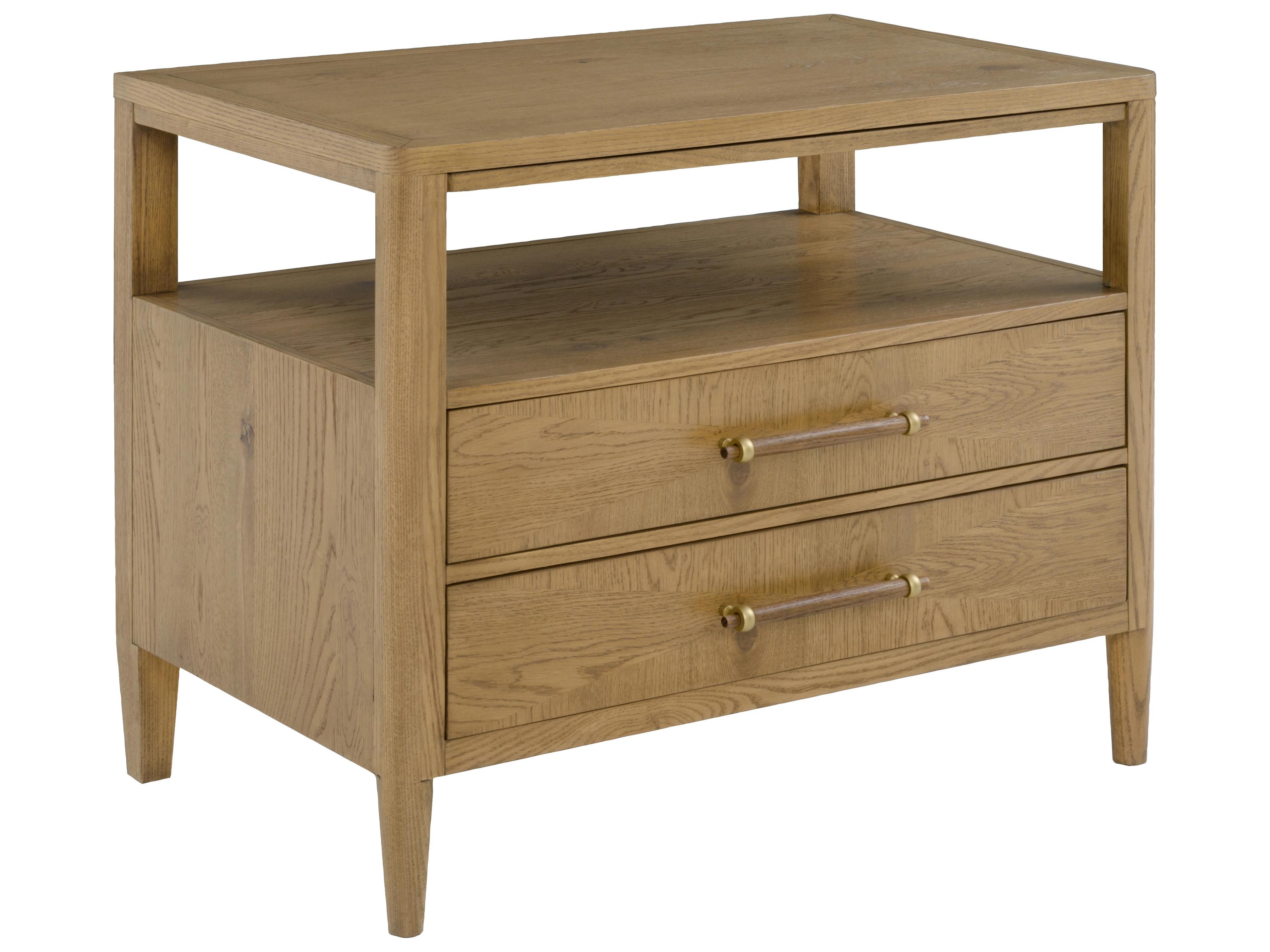 Maxwell 2-Drawers Oak Wood Nightstand