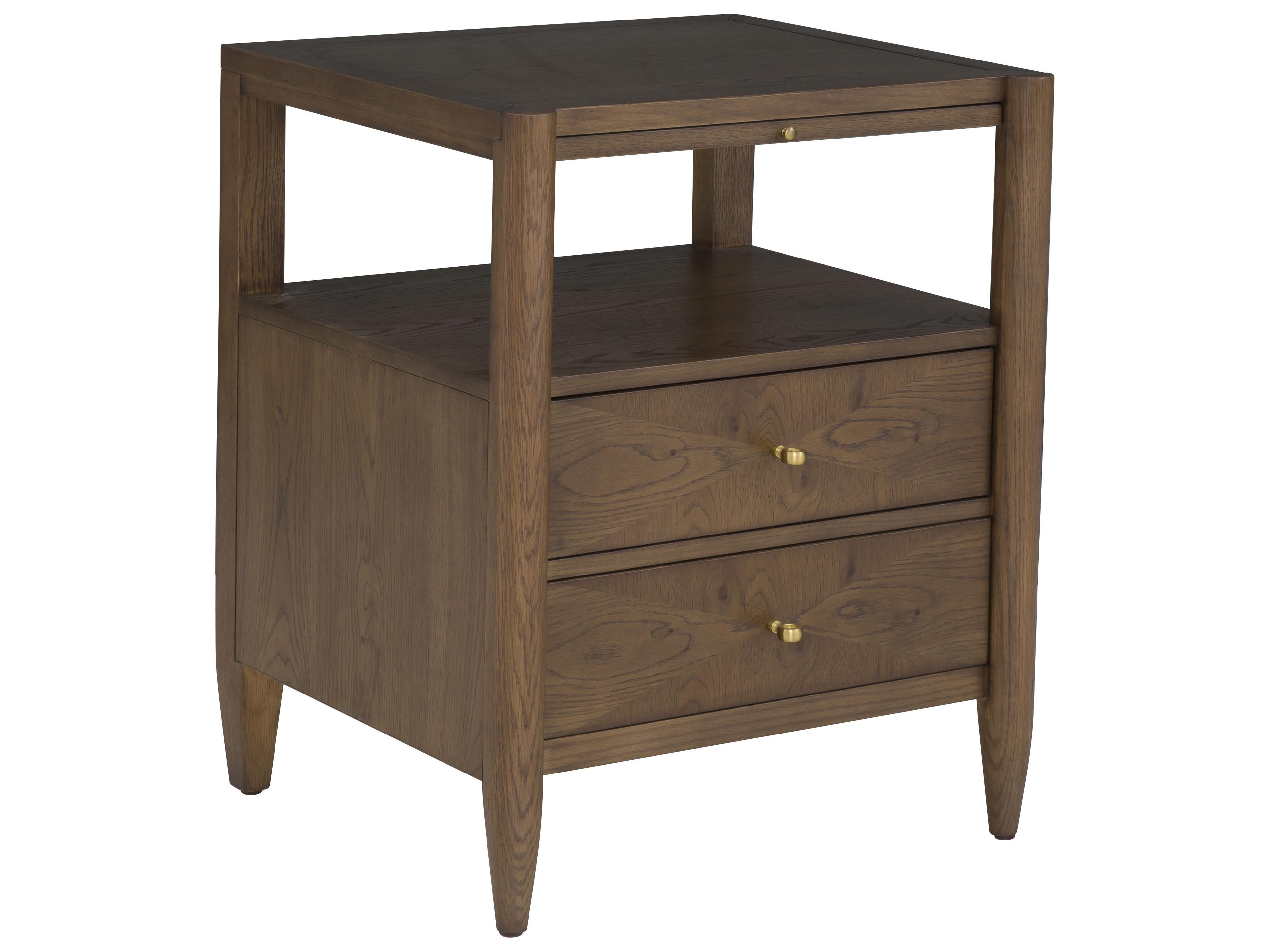 Maxwell 2-Drawers Brown Walnut Wood Nightstand