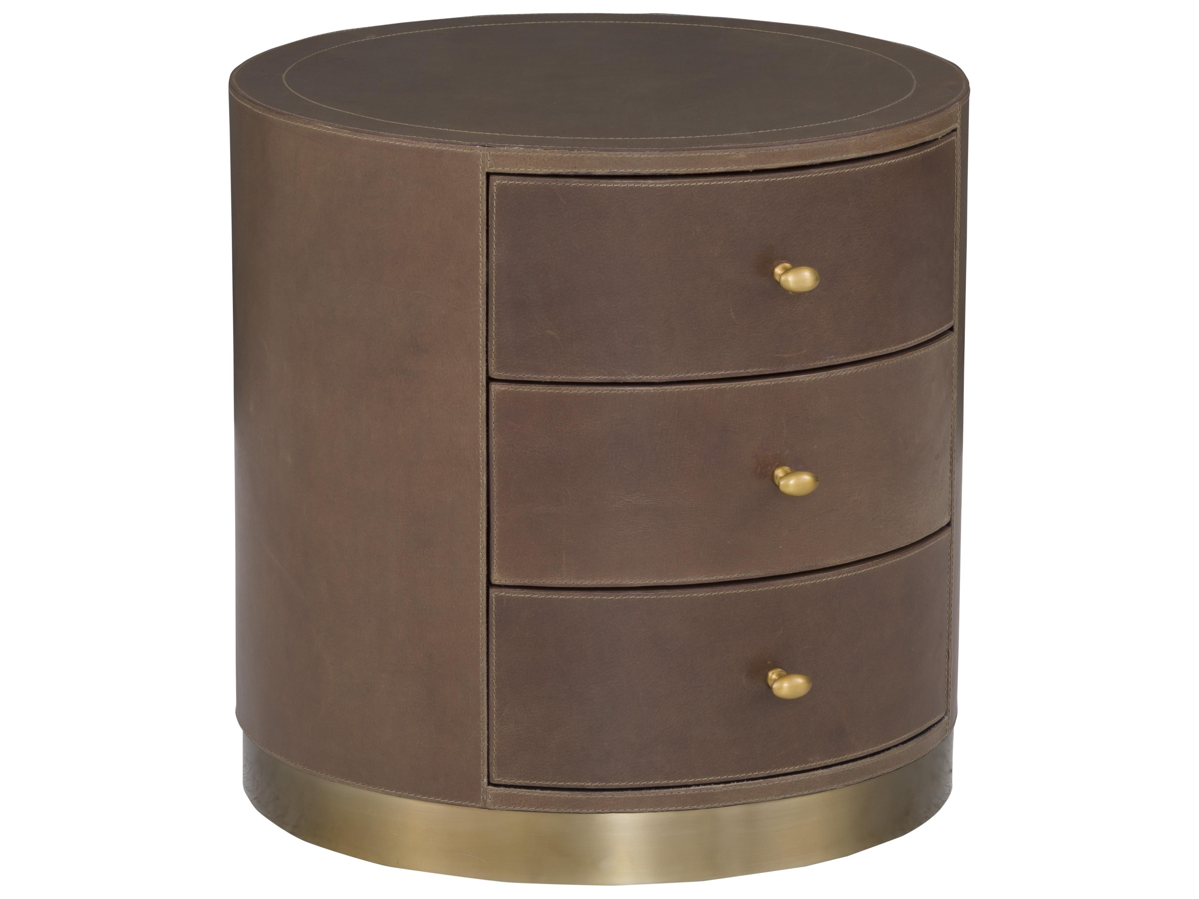 Dimitri Round Faux Leather End Table