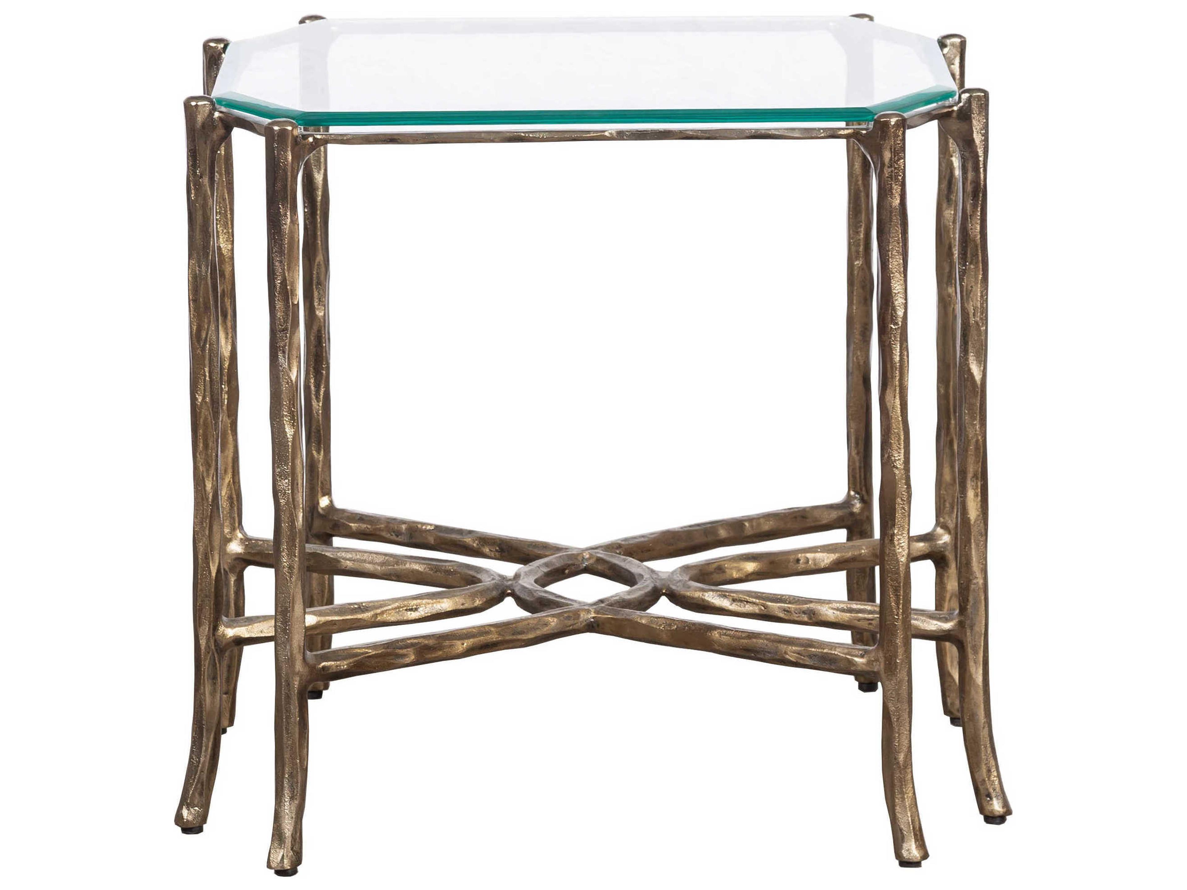 Fairfield Chair Monier Square Glass Antique Gold End Table