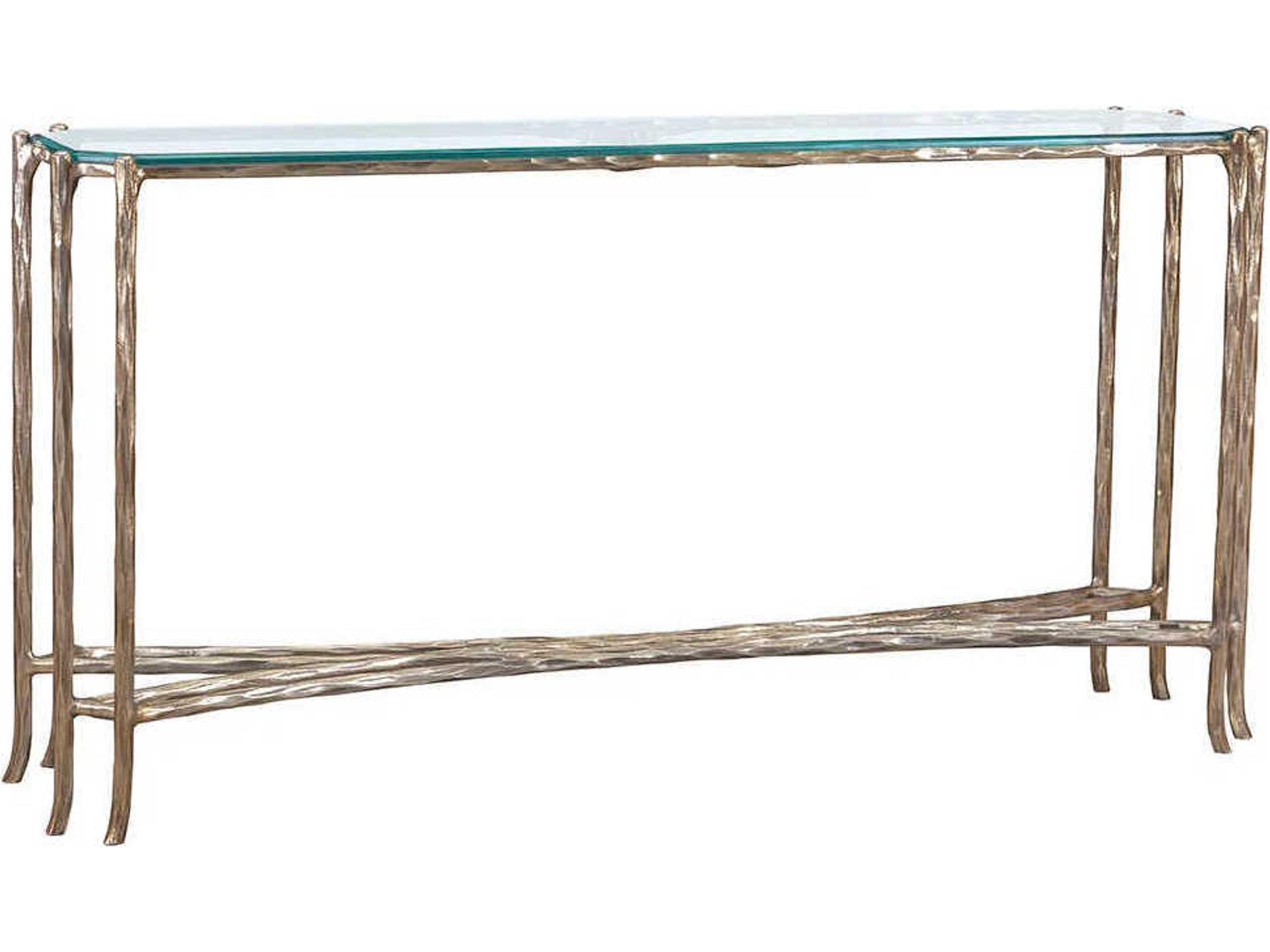 Monier Rectangular Glass Antique Gold Console Table