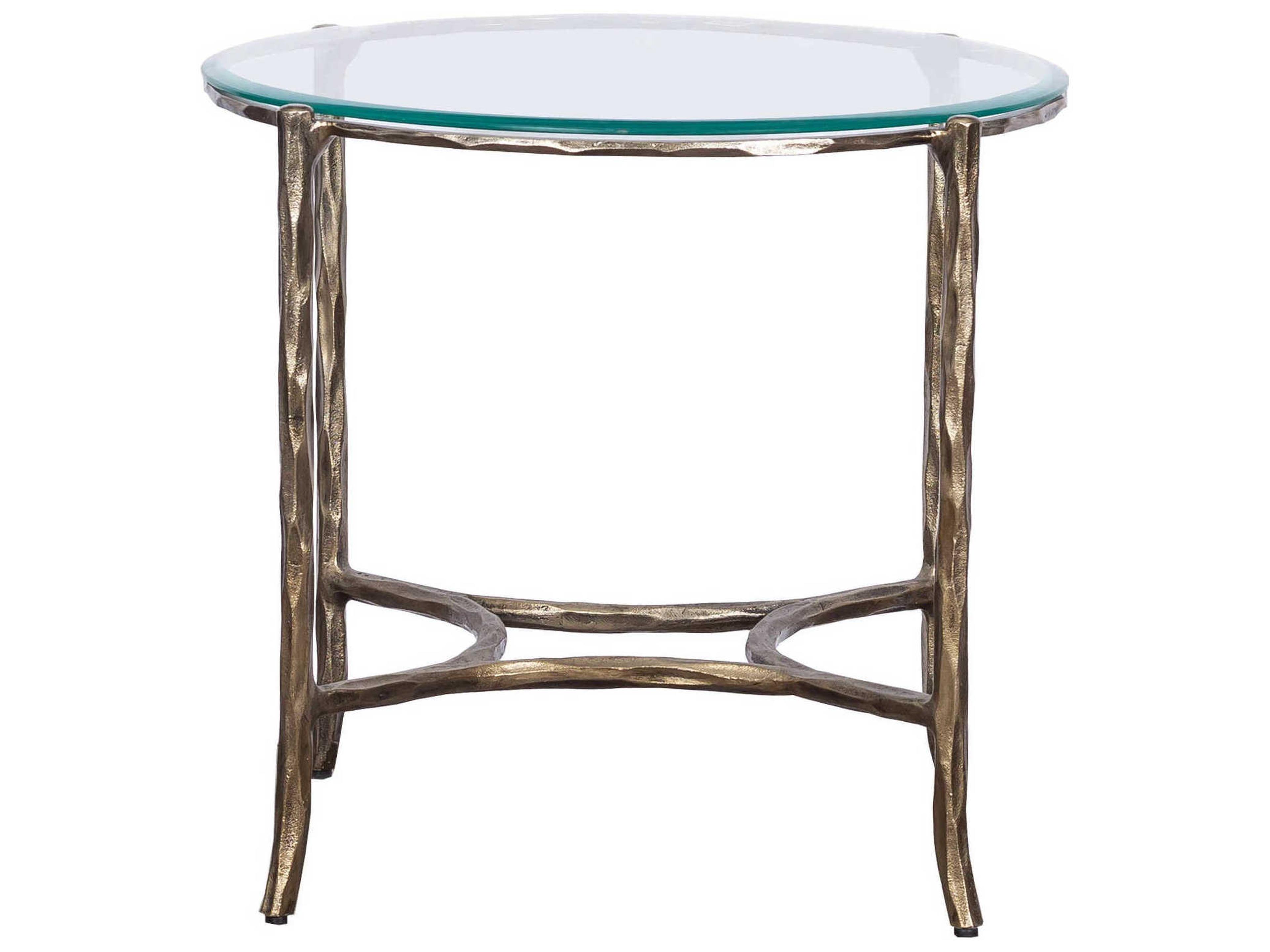 Fairfield Chair Monier Round Glass Antique Gold End Table