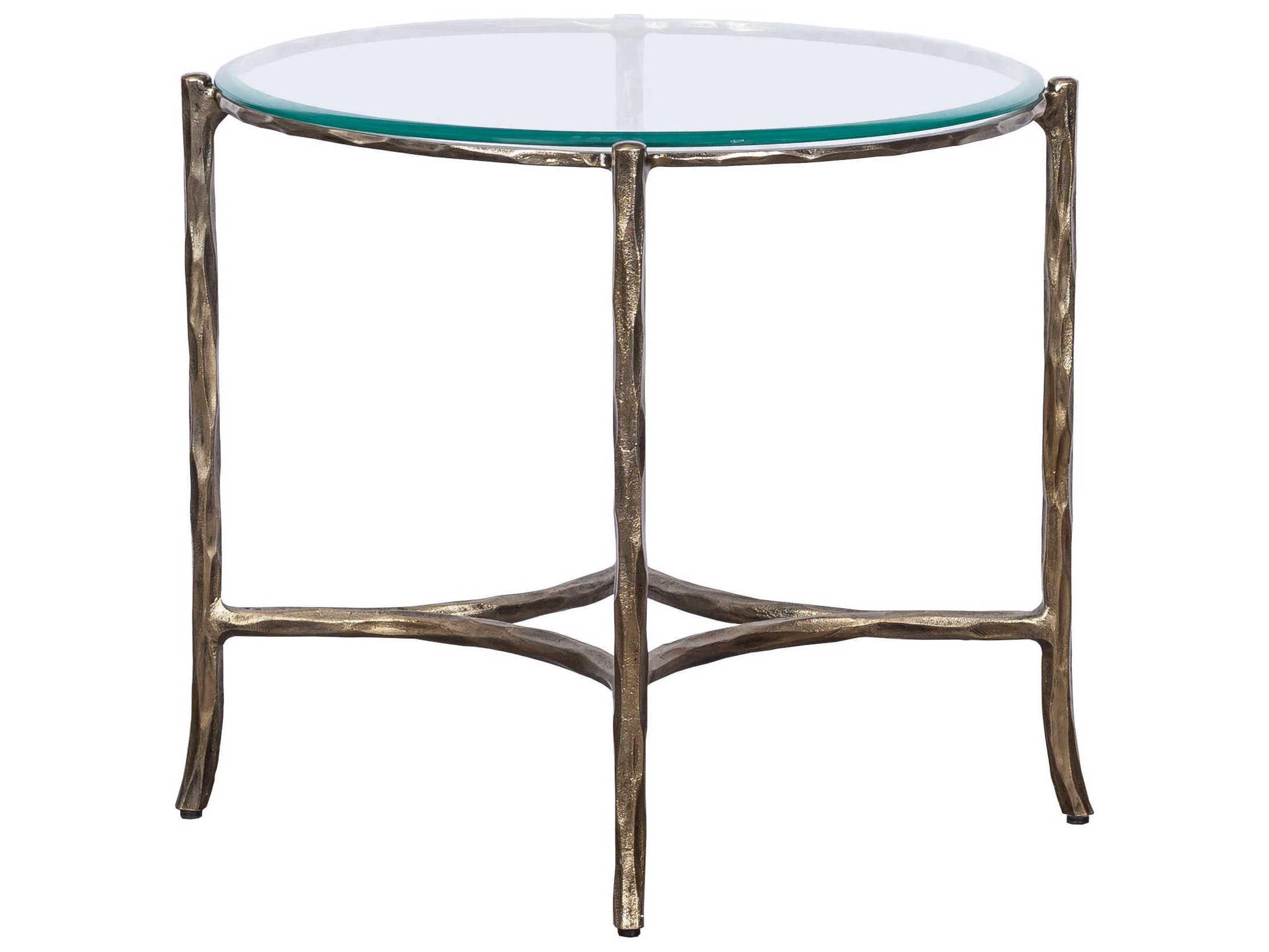 Fairfield Chair Monier Round Glass Antique Gold End Table