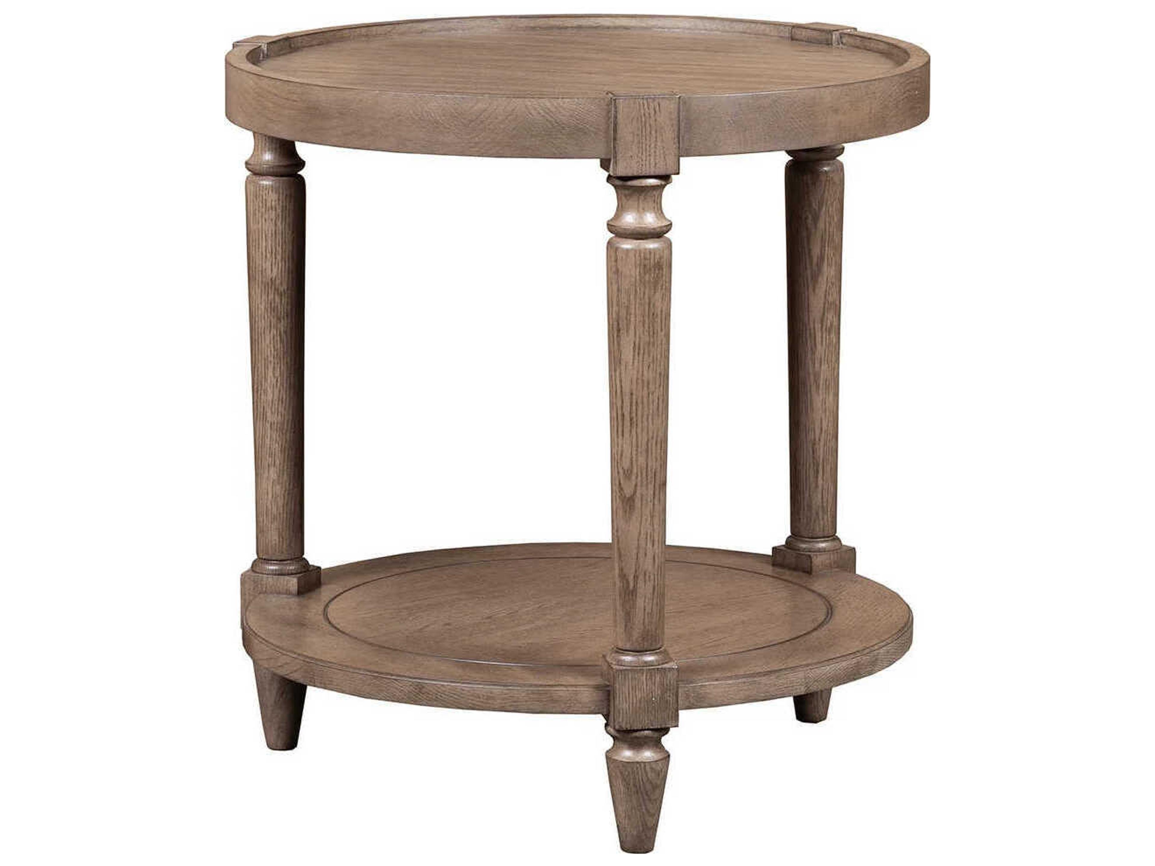 Monogram Round Wood French Oak End Table