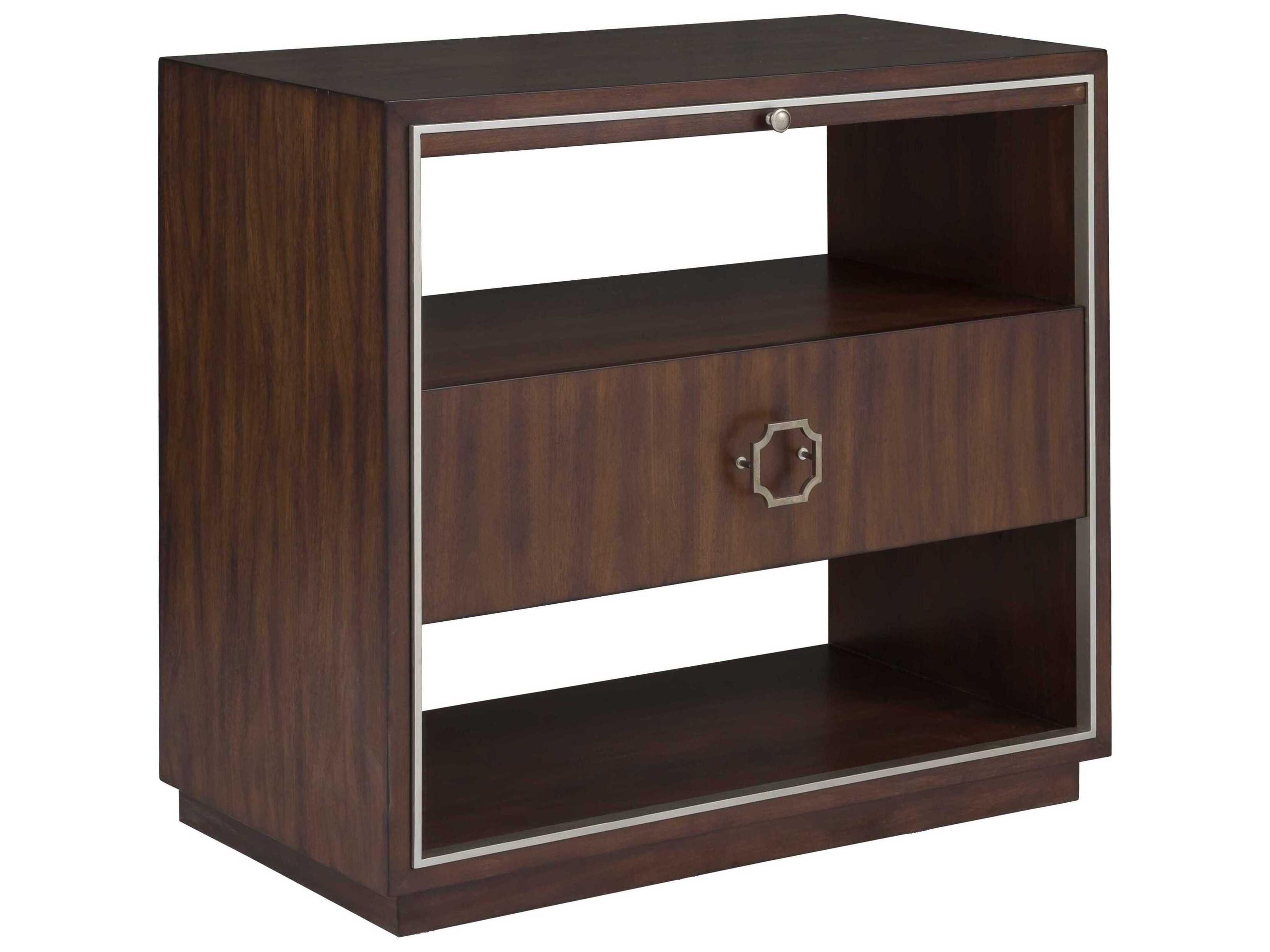 West Camden 1-Drawer Brown Walnut Wood Nightstand