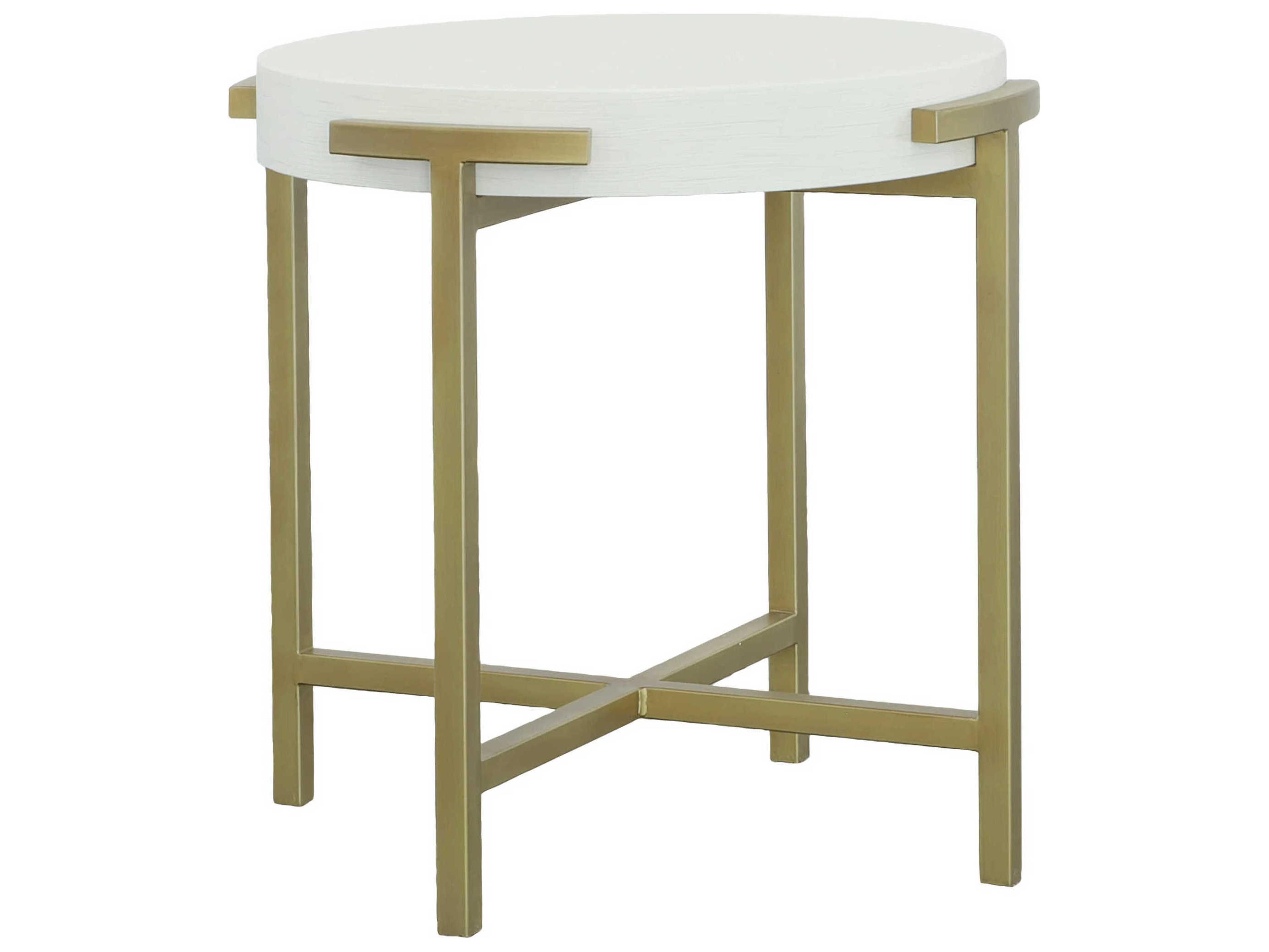 East Camden Round Marble Pearl End Table