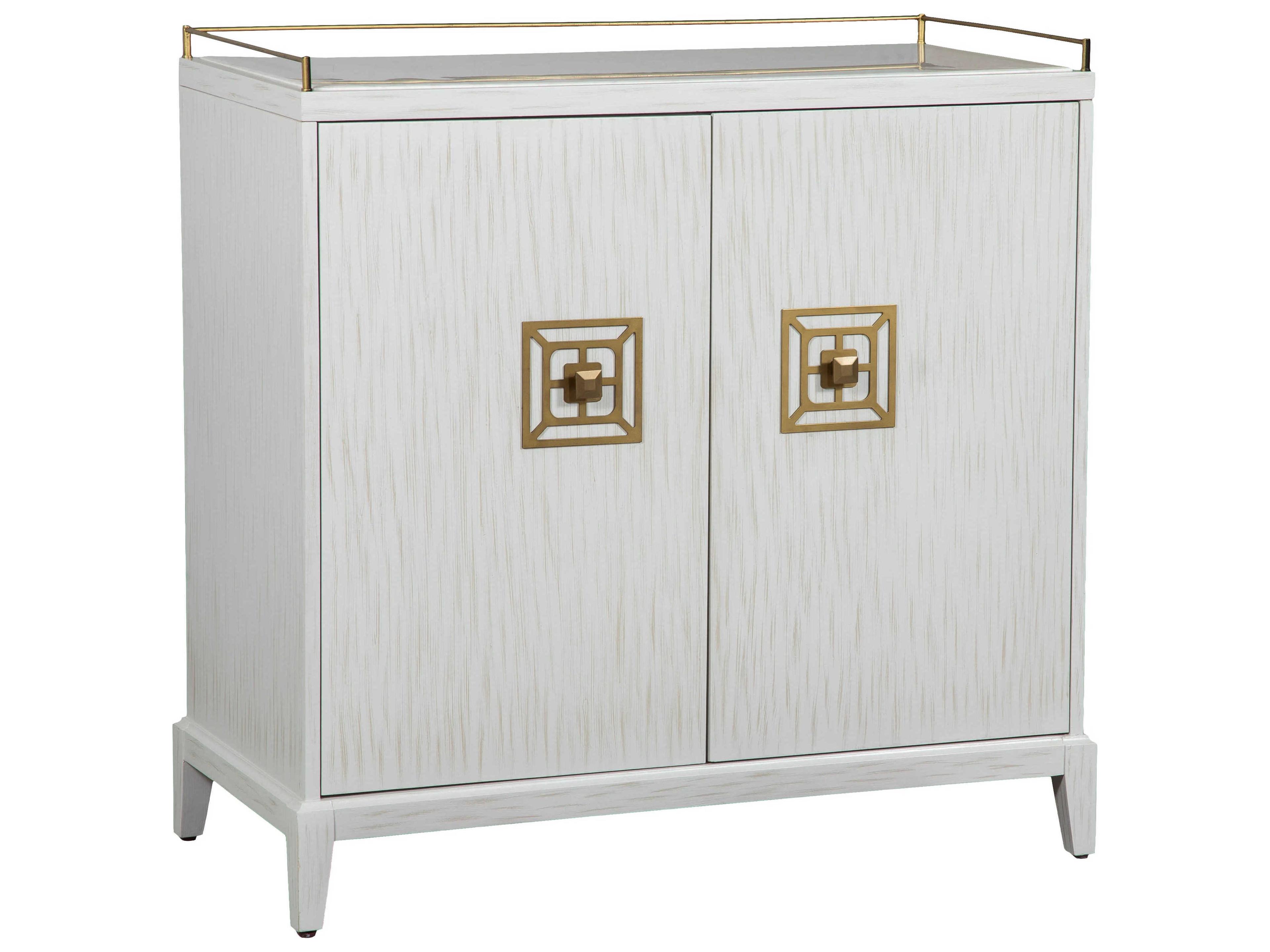 East Camden Brass Poplar Wood Pearl Bar Cabinet