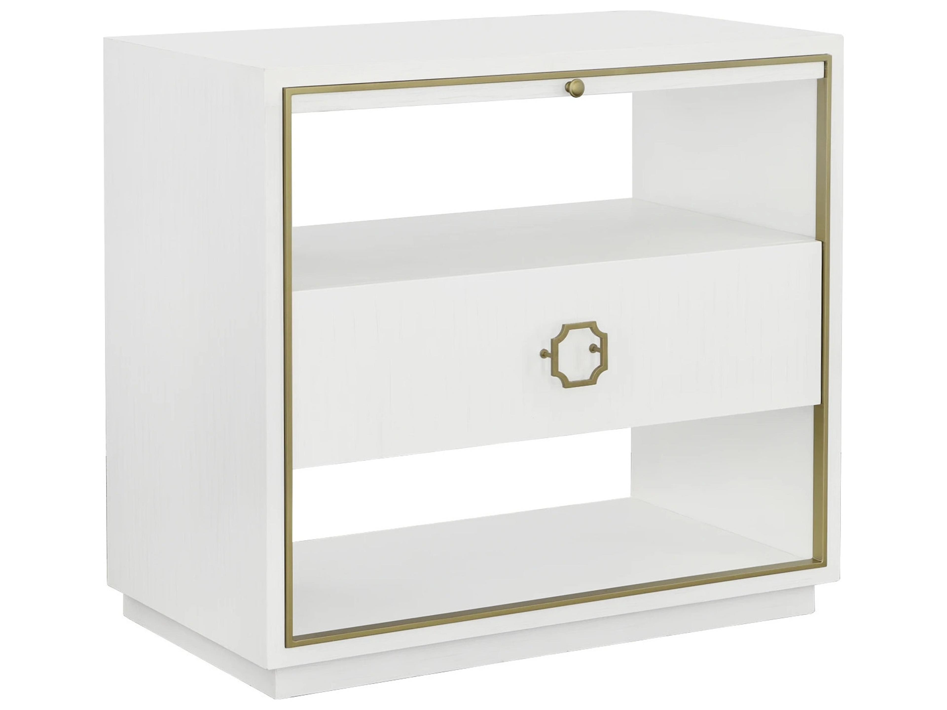 East Camden 1-Drawer White Poplar Wood Nightstand