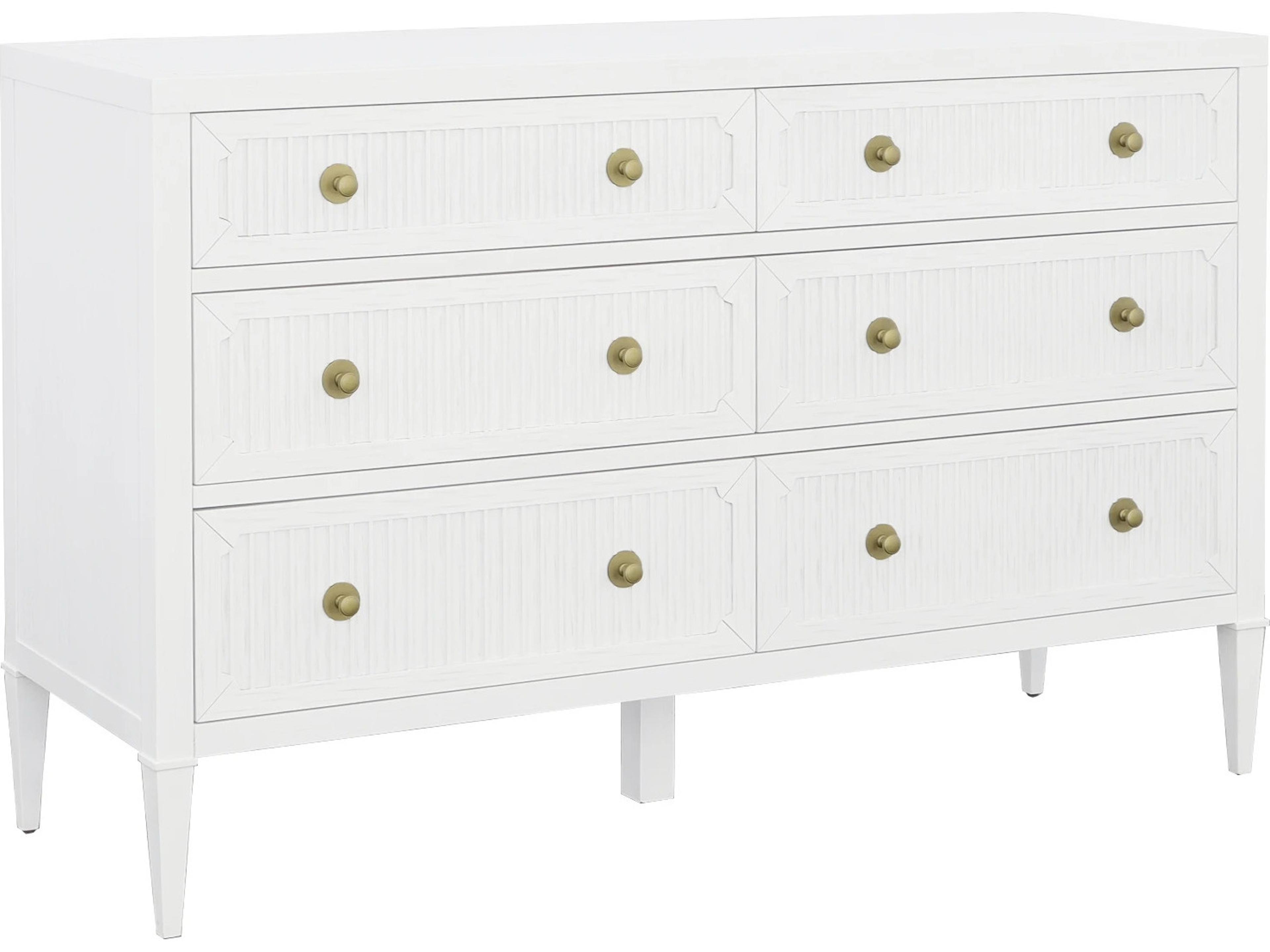East Camden 6-Drawers White Poplar Wood Double Dresser