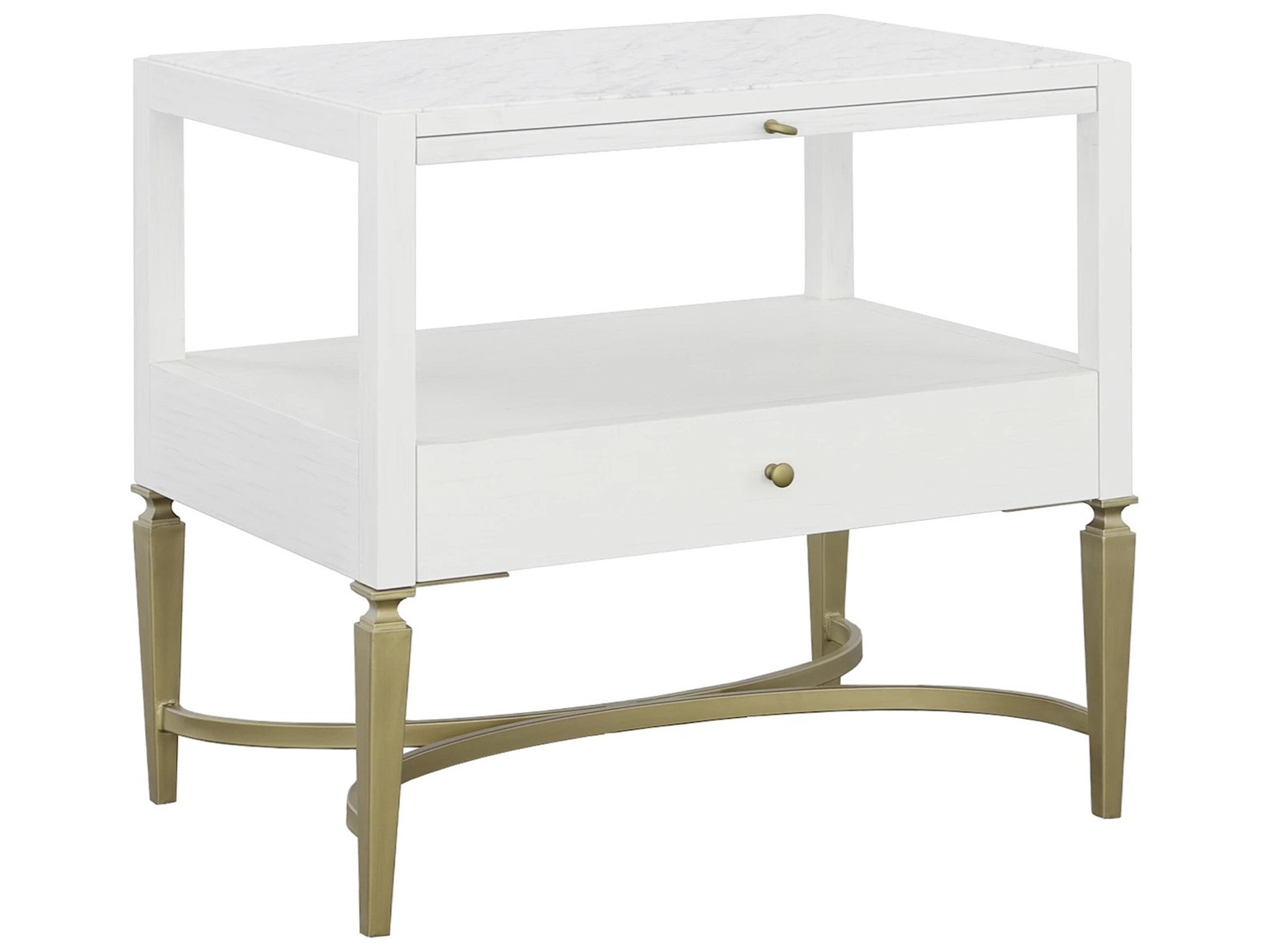 East Camden 1-Drawer White Poplar Wood Nightstand