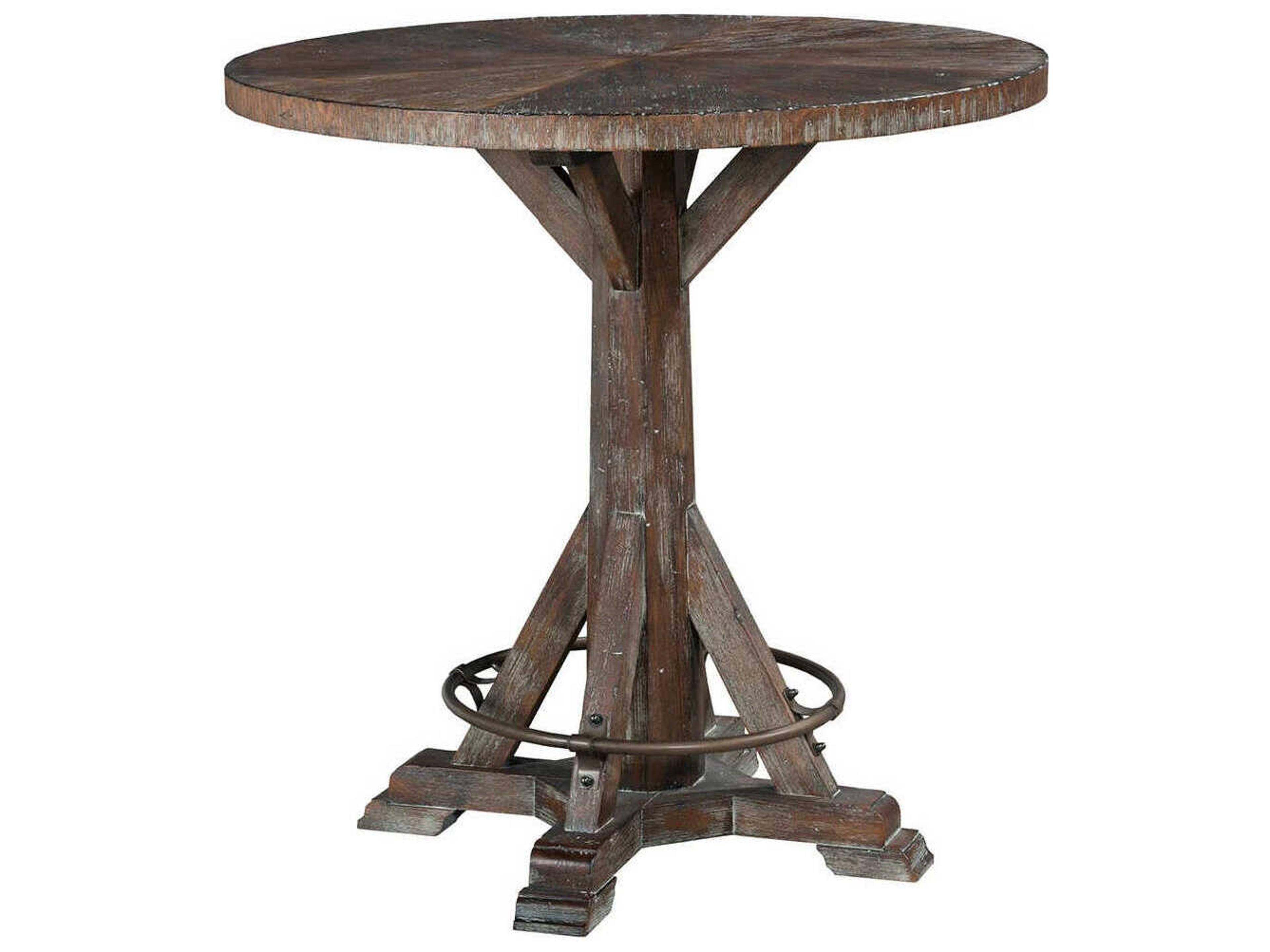 Rustique Round Wood Antique Brass Dining Table