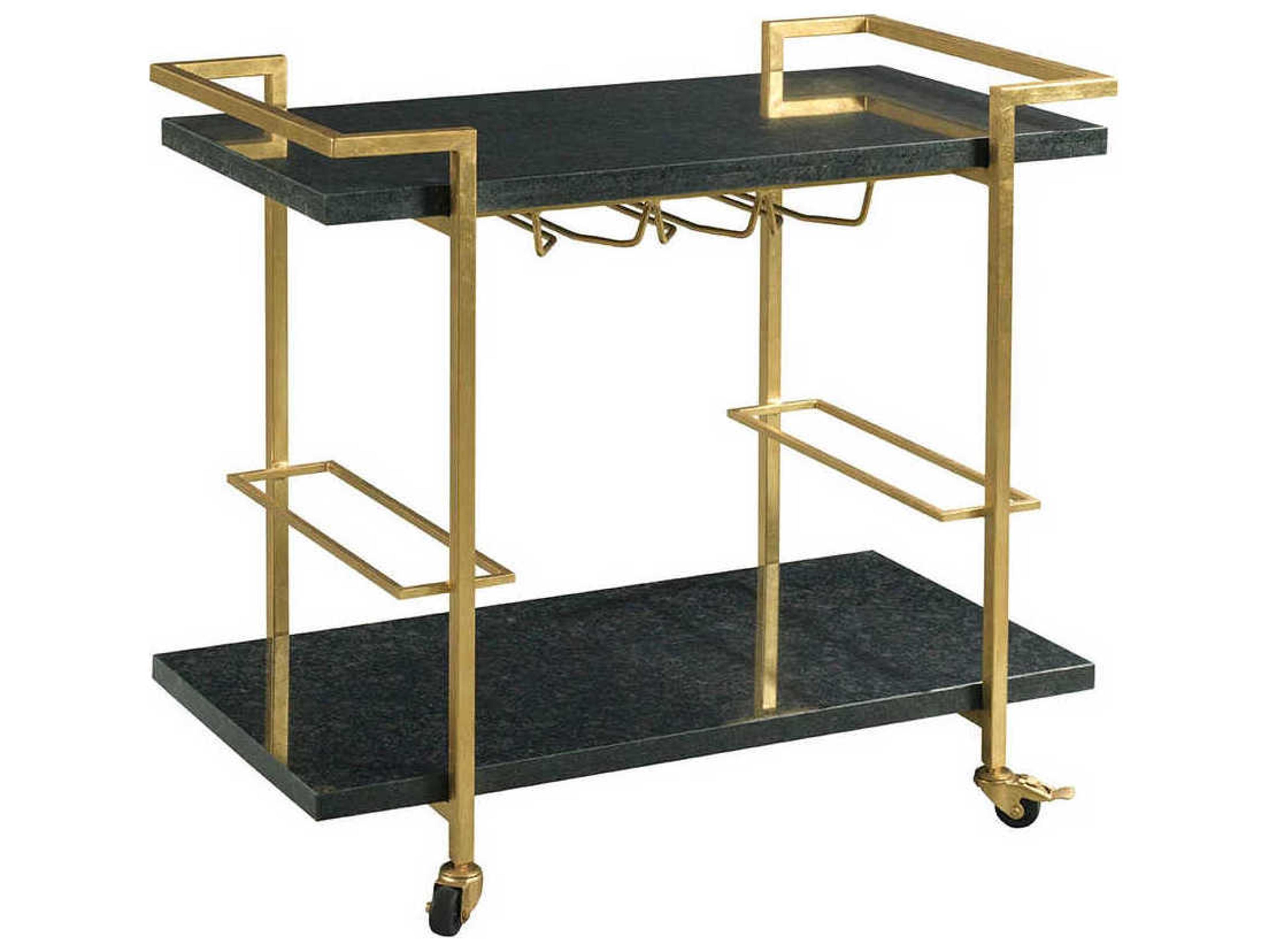 Origins Marble Black Gold Leaf Bar Cart