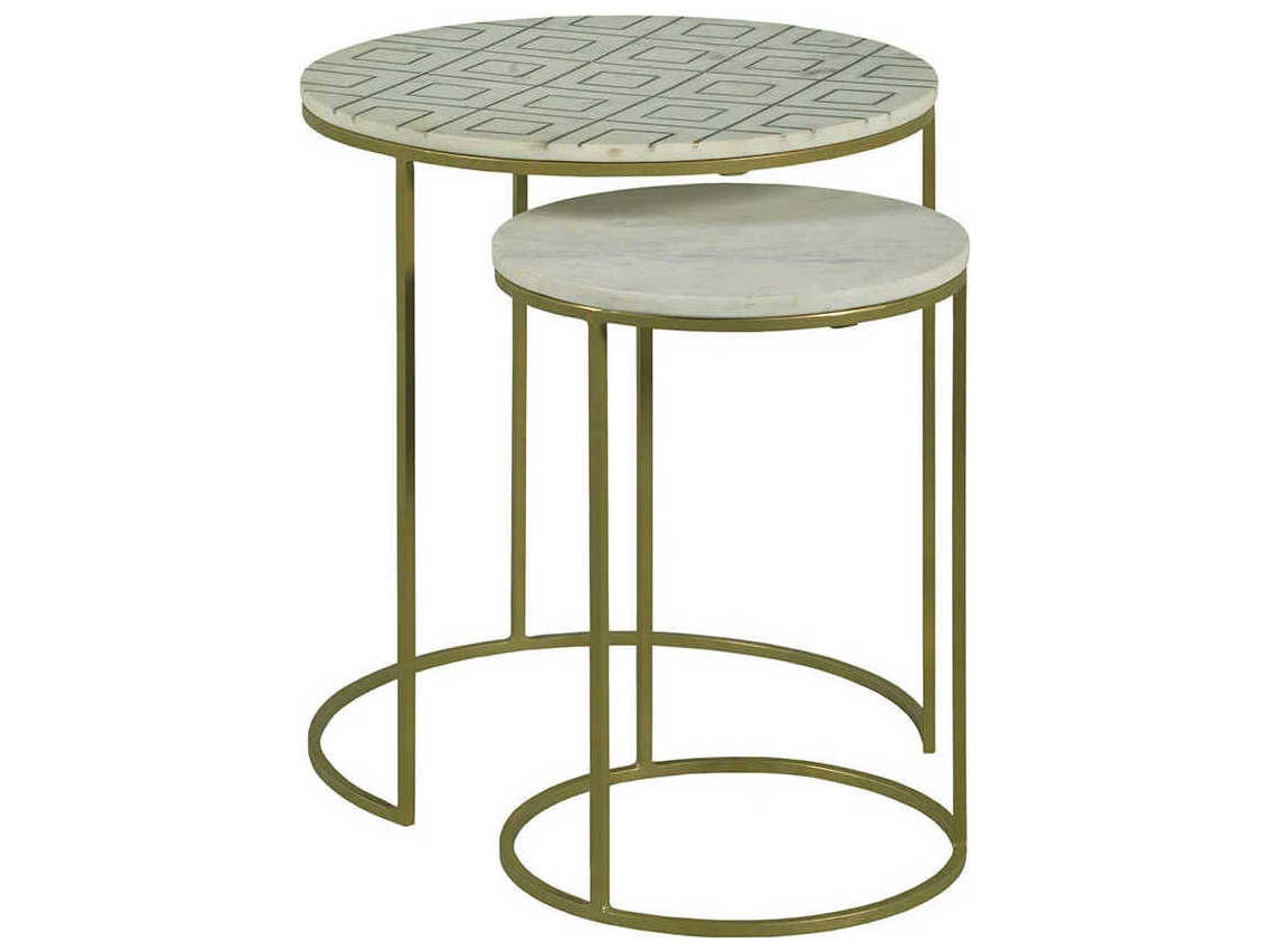Soulful Textures Nesting Drink Table Aged Bronze and Carrara Marble